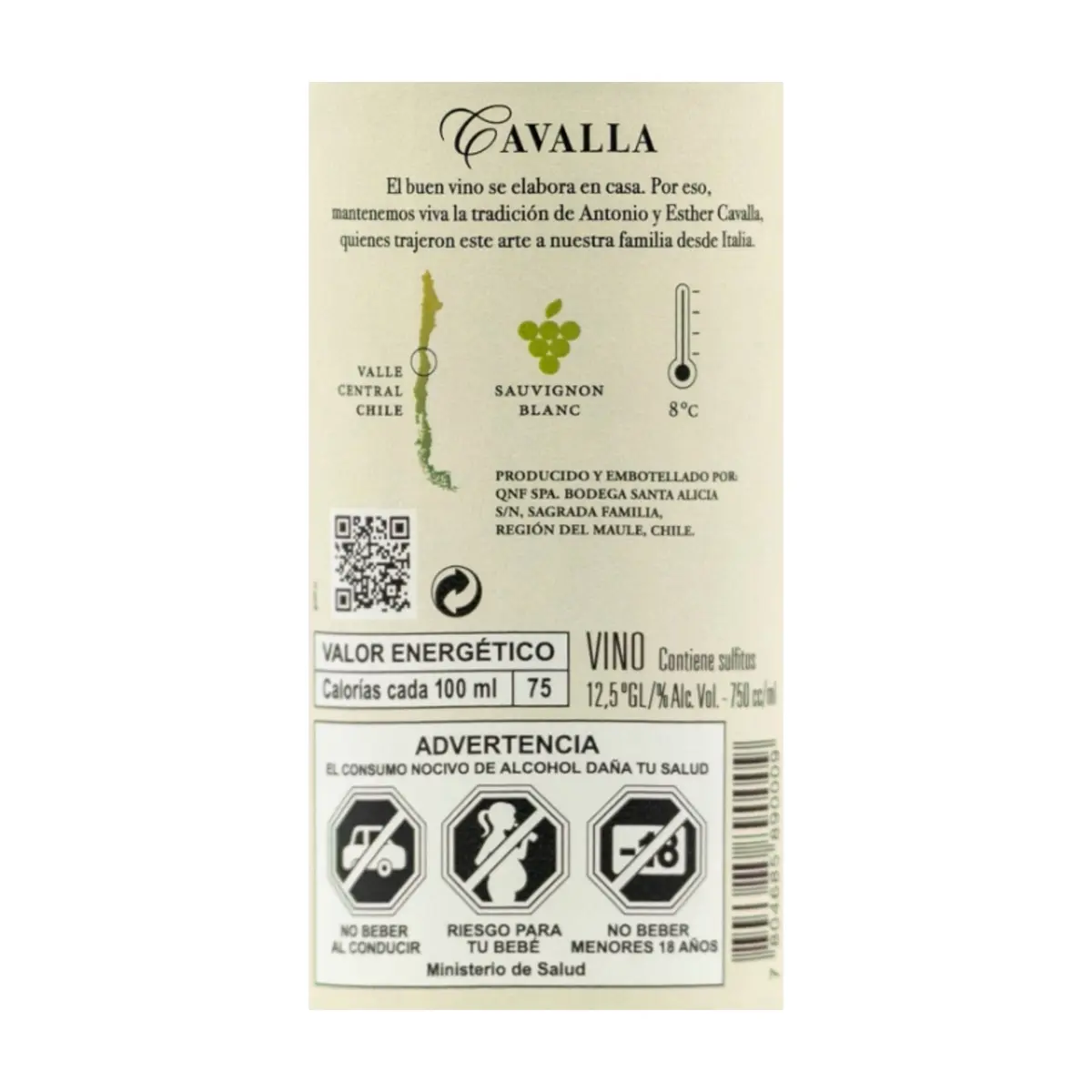 Vino blanco Sauvignon Cavalla (750 ml) - Thumbnail 2