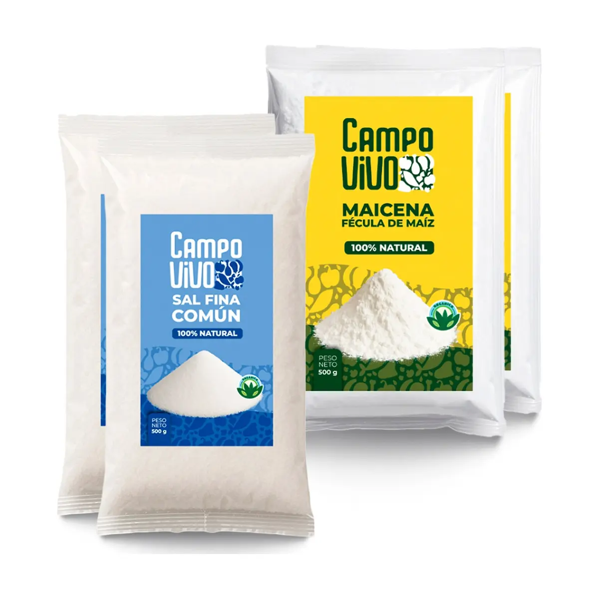Combo de grano y sazón Campo Vivo #8: Sal fina común + Maicena