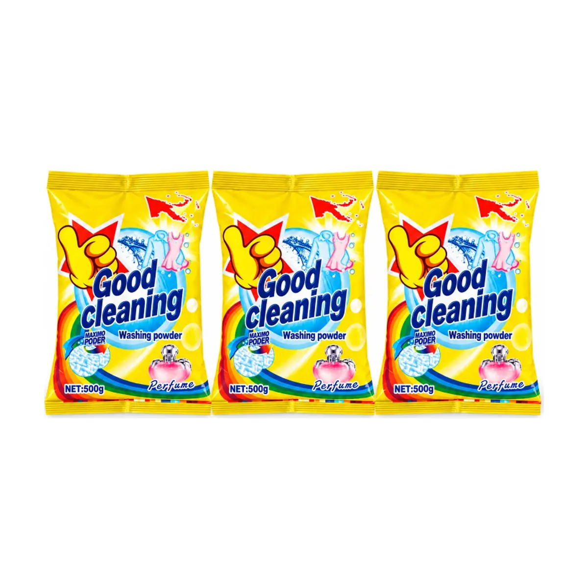 Detergente en polvo perfumado Good Cleaning (3 x 500 g / 1.1 lb)