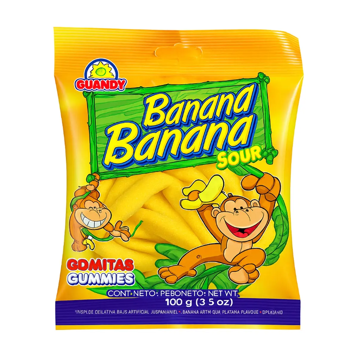 Gomitas banana sour Guandy (100 g / 3.52 oz)