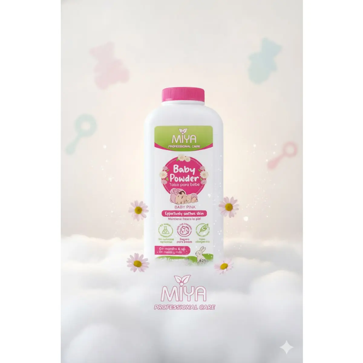 Talco para bebé Baby Pink Miya (625 g / 22 oz) - Thumbnail 4