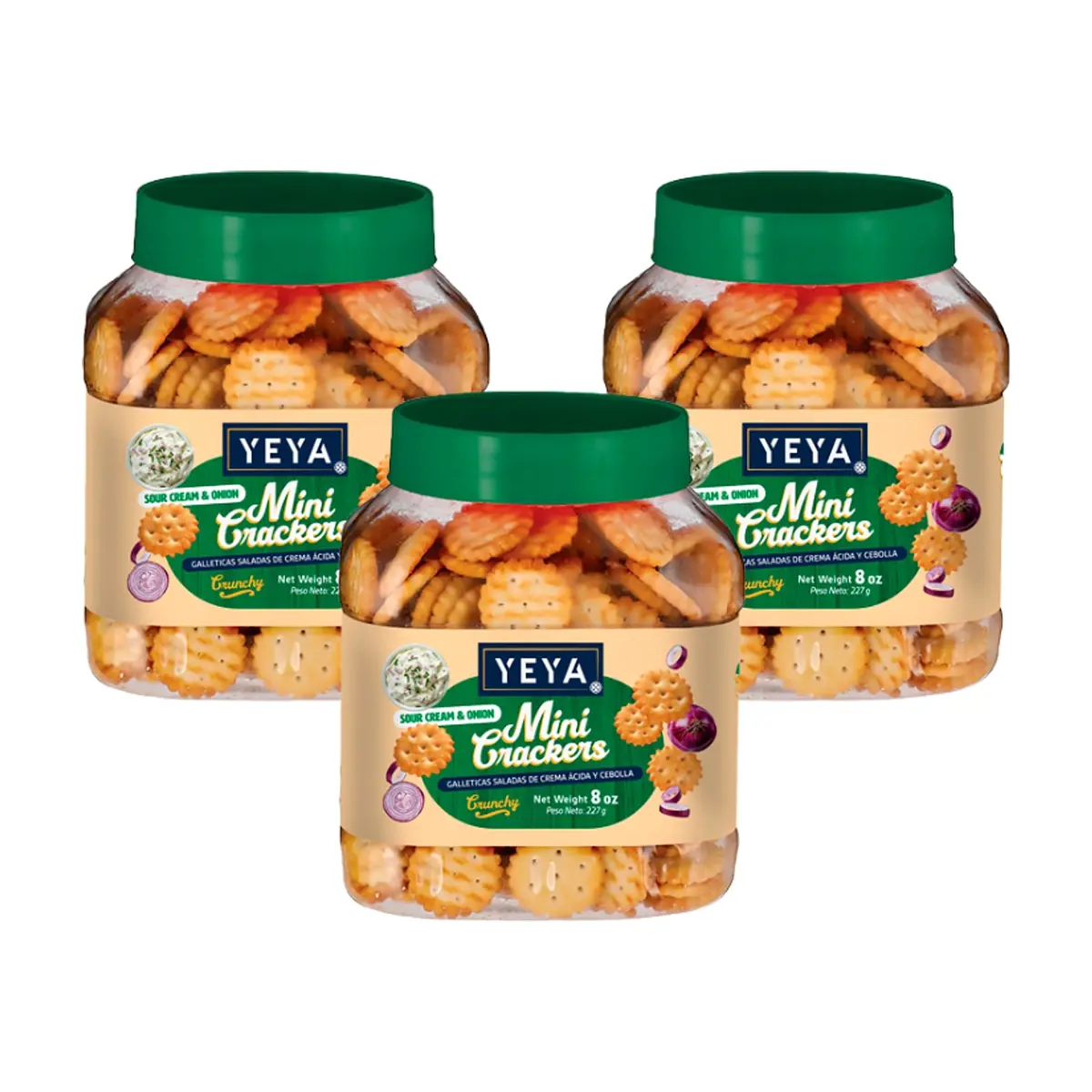 Galleticas saladas sabor crema y cebolla YEYA (3 x  227 g )