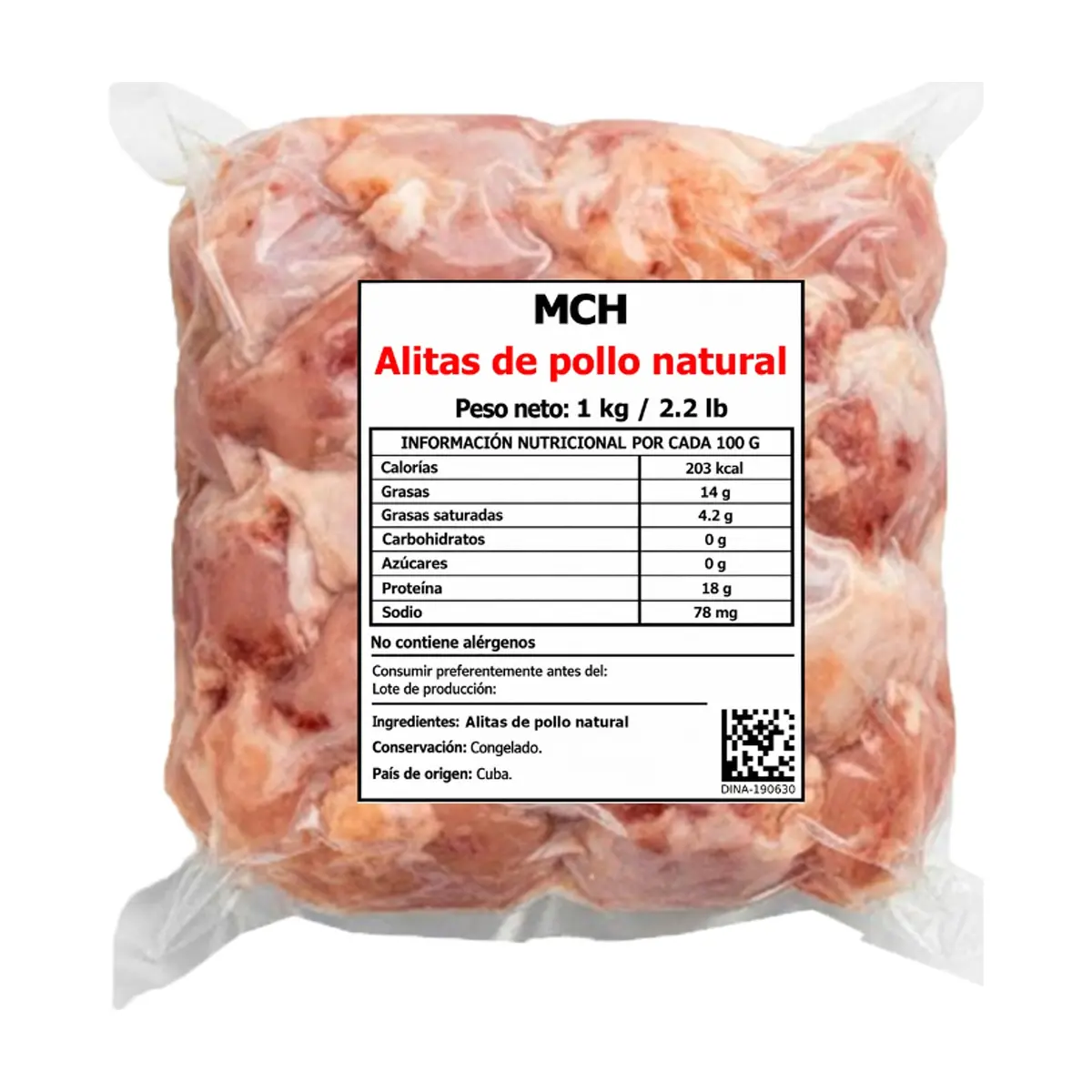 Alitas de pollo natural MCH (1 kg / 2.2 lb)