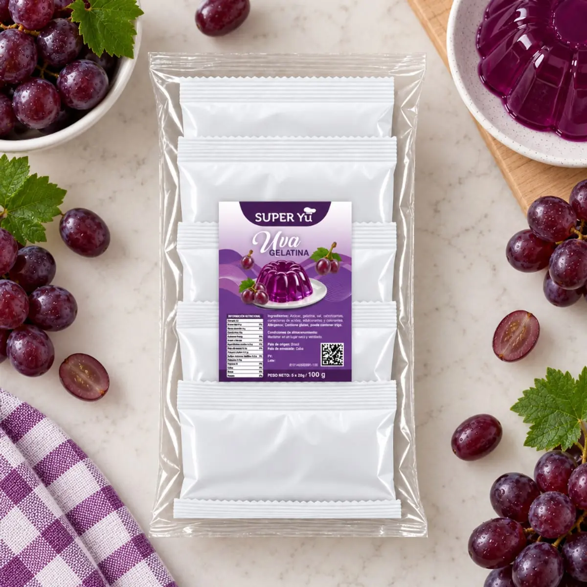 Gelatina sabor uva Super Yu (100 g / 3.52 oz) - Thumbnail 3