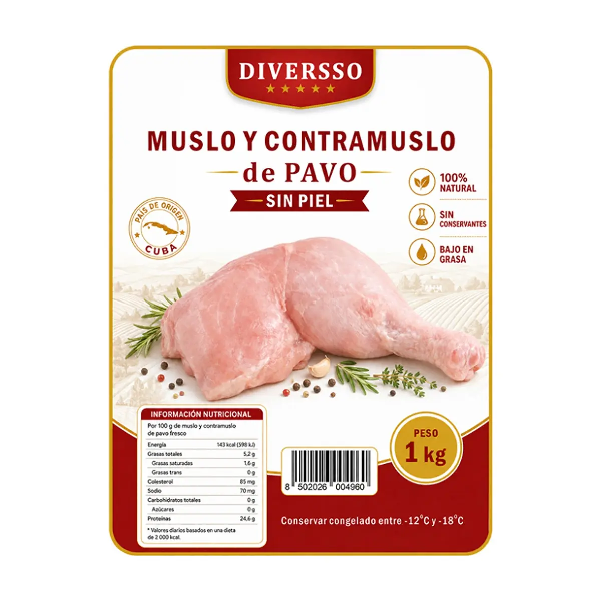 Muslo y contramuslo de pavo sin piel Diversso (1 kg / 2.2 lb) - Thumbnail 4