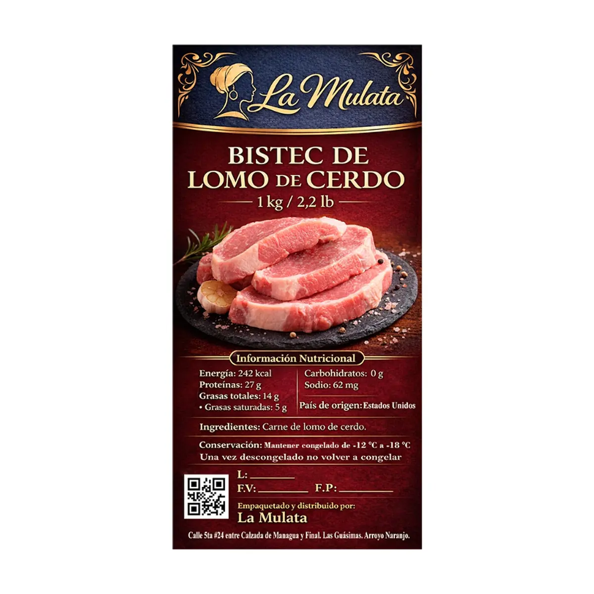 Bistec de lomo de cerdo La Mulata (1 kg / 2.2 lb) - Thumbnail 2