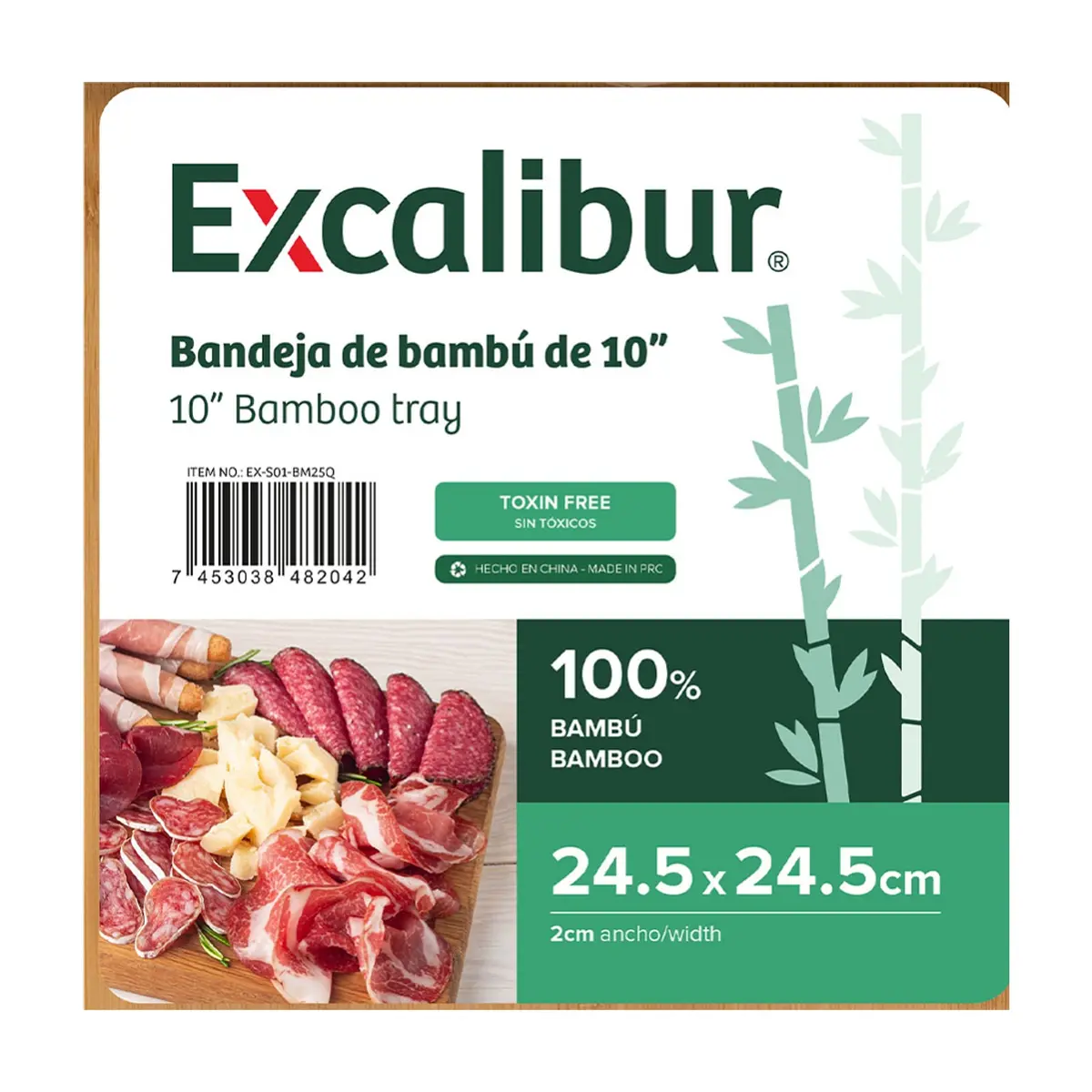 Bandeja de bambú para servir alimentos 10” Excalibur - Thumbnail 4