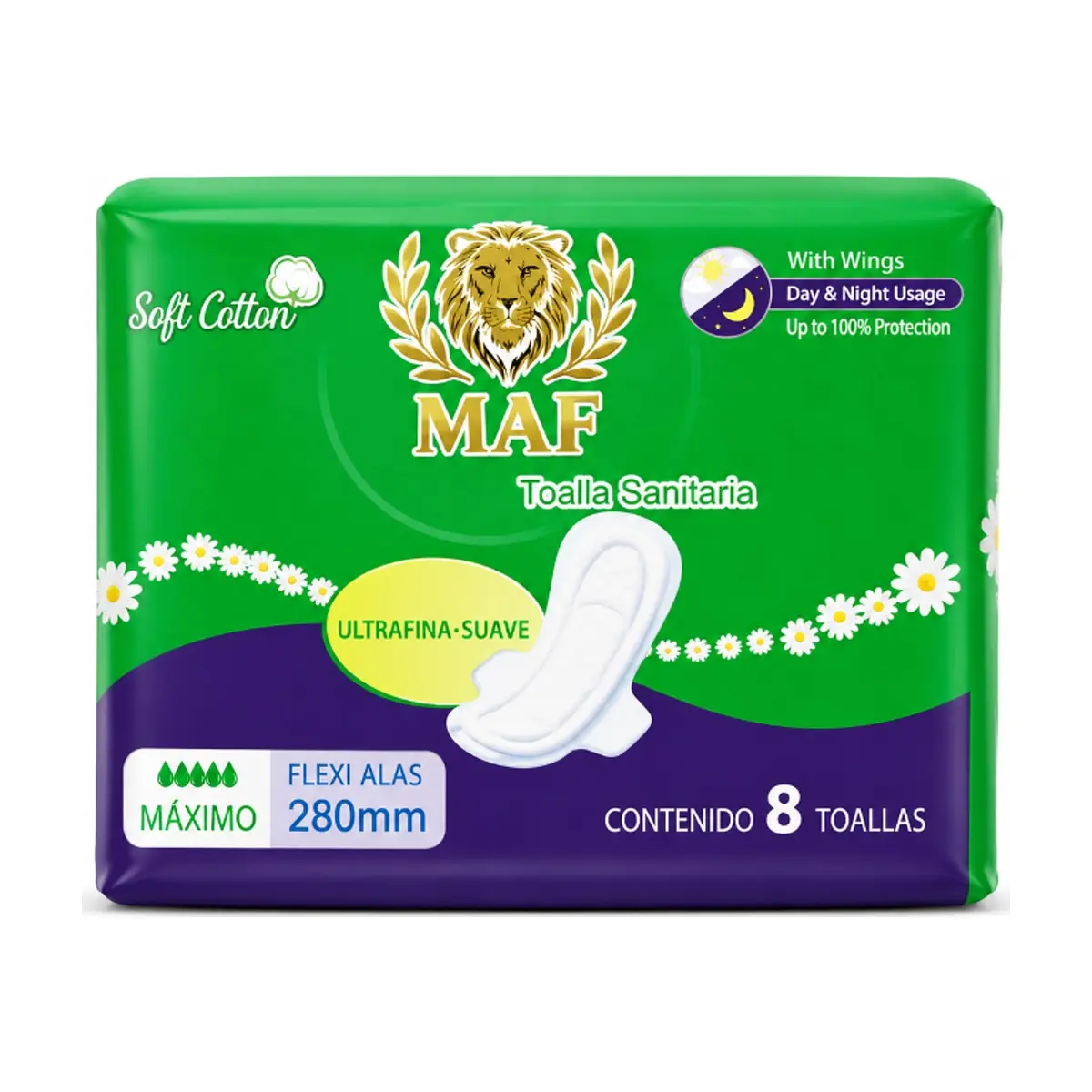Almohadillas sanitarias con alas MAF (8 U)