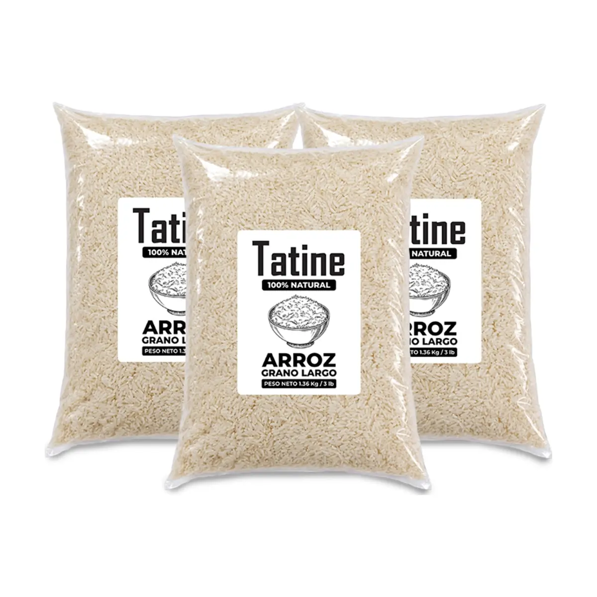 Arroz de grano largo Tatine (3 x 1.36 kg / 3 lb)