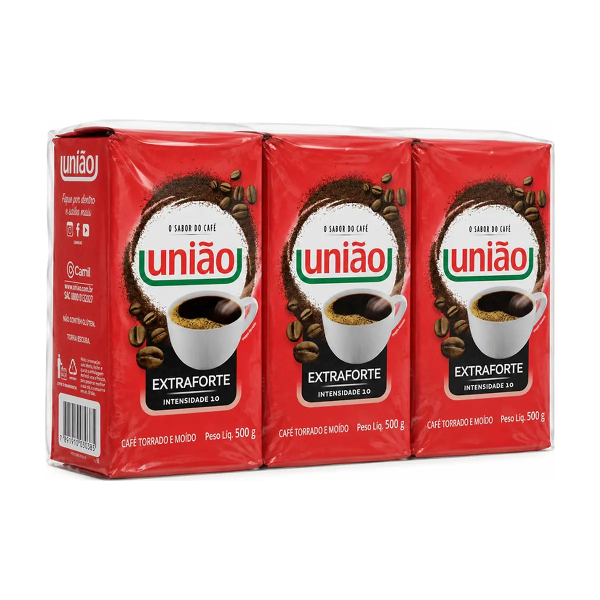 Café tostado y molido extra fuerte União (3 x 500 g / 1.1 lb)
