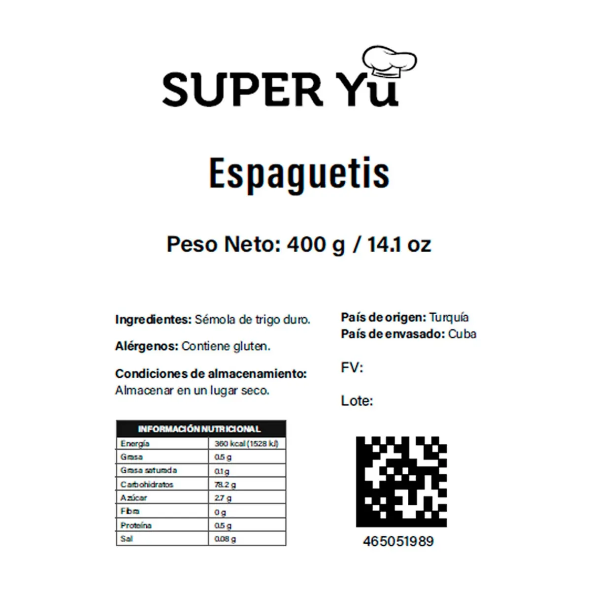 Espaguetis Super Yu (400 g / 14.1 oz) - Miniatura 3