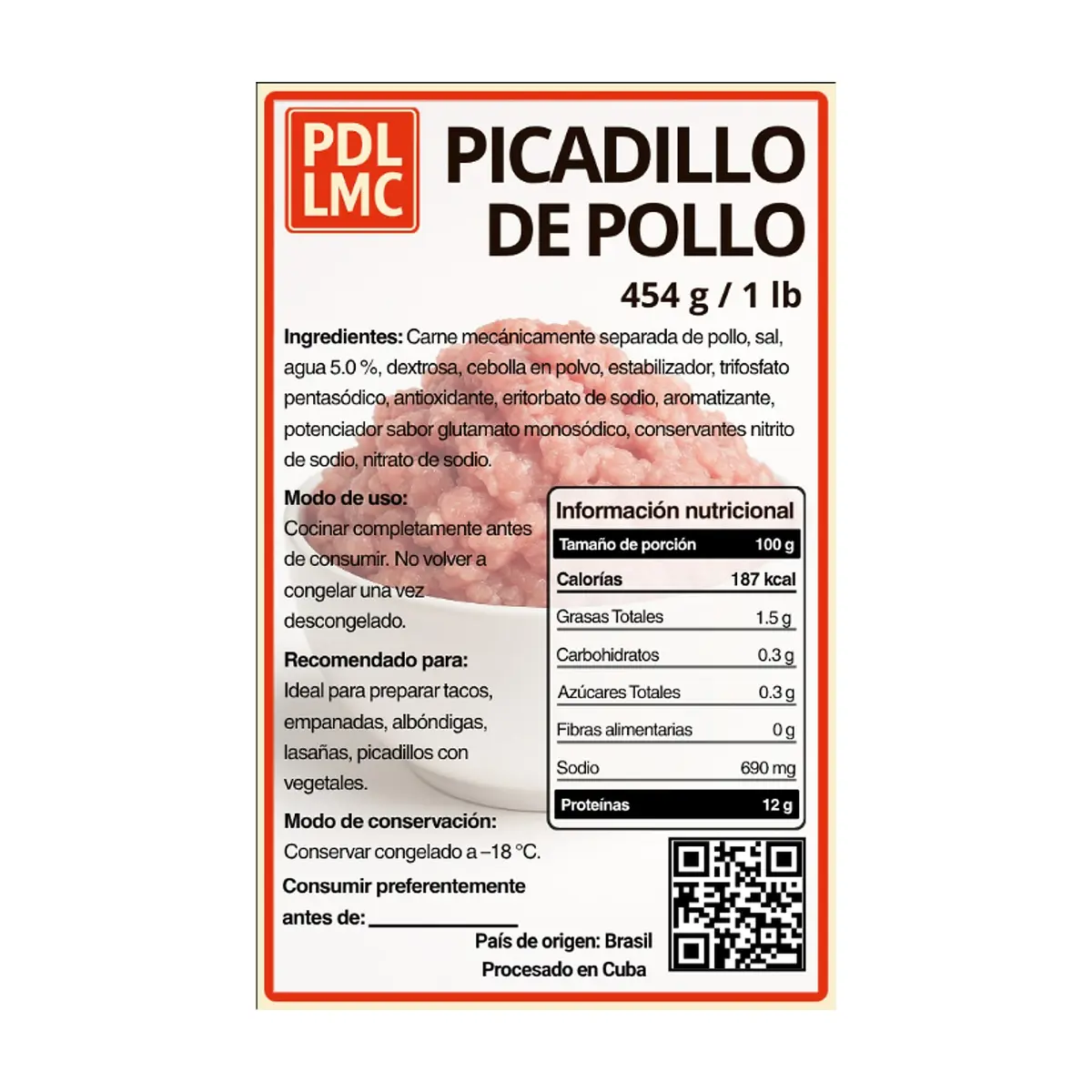 Picadillo de pollo PDL LMC (454 g / 1 lb) - Thumbnail 2