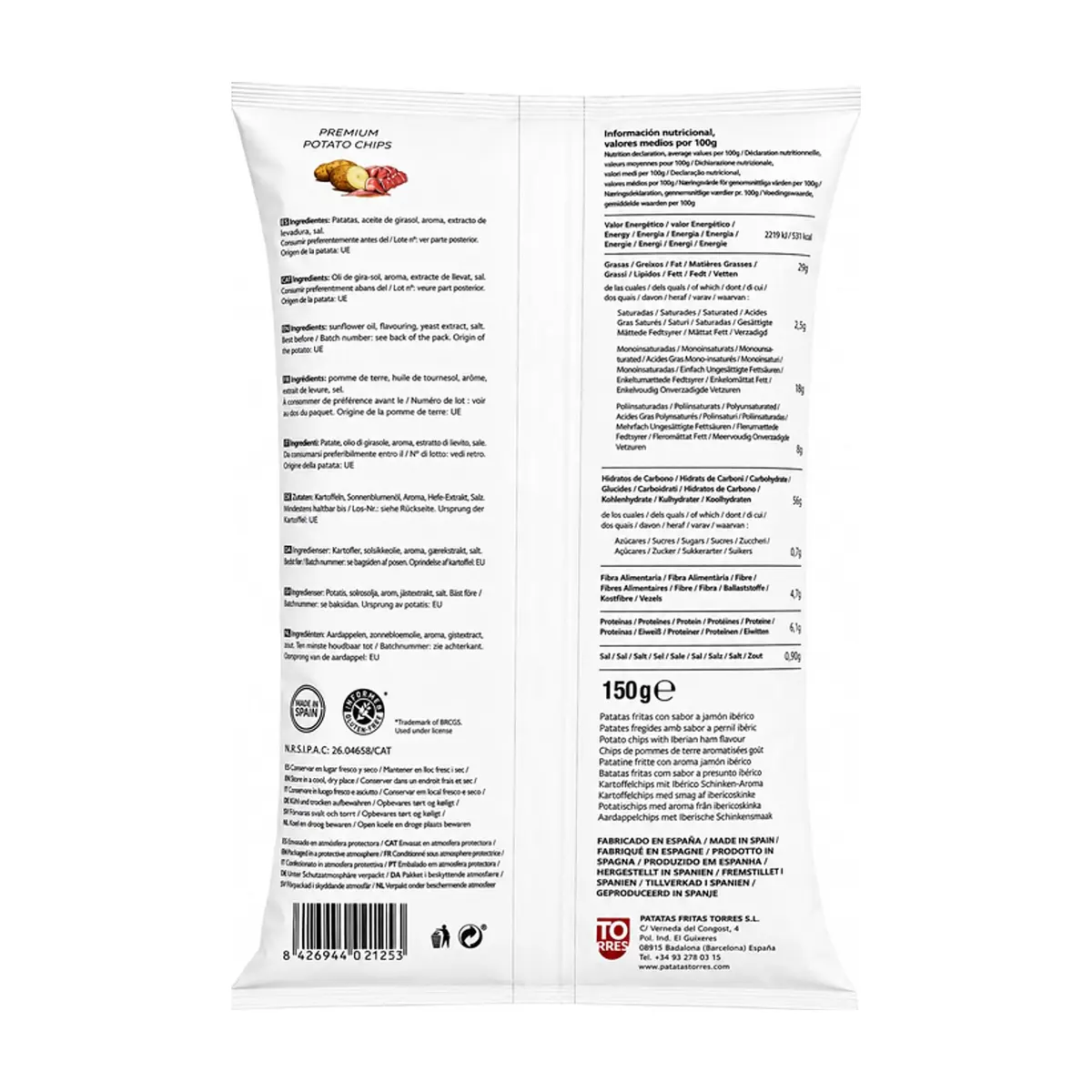 Patatas fritas premium sabor a jamón ibérico Torres Selecta (150 g / 5.29 oz) - Thumbnail 2