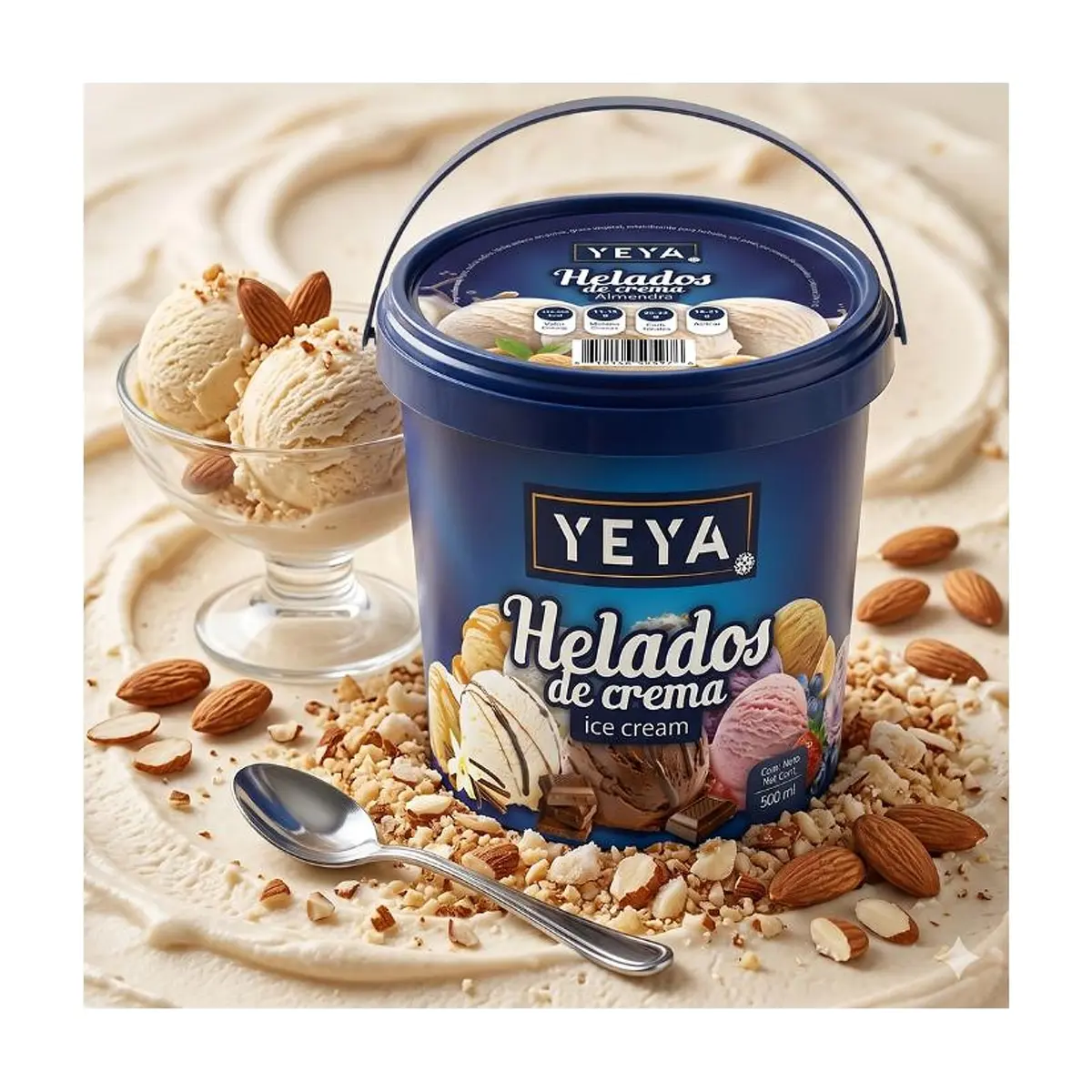 Helado de crema sabor a almendra YEYA (500 ml) - Thumbnail 4