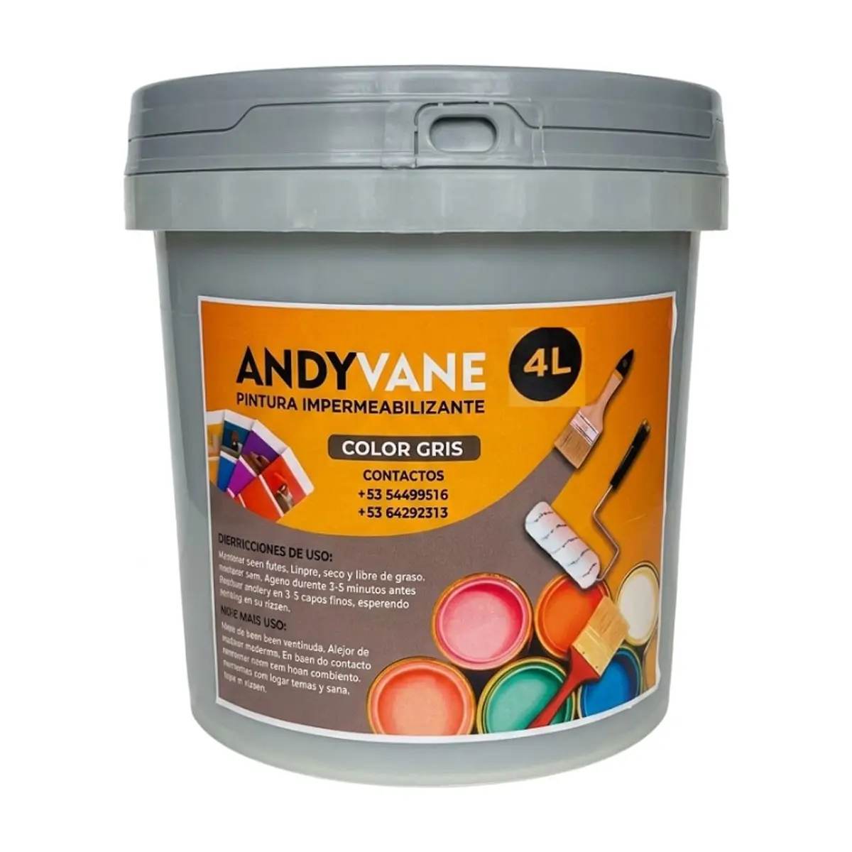 Pintura impermeabilizante color gris Andyvane (4 L)