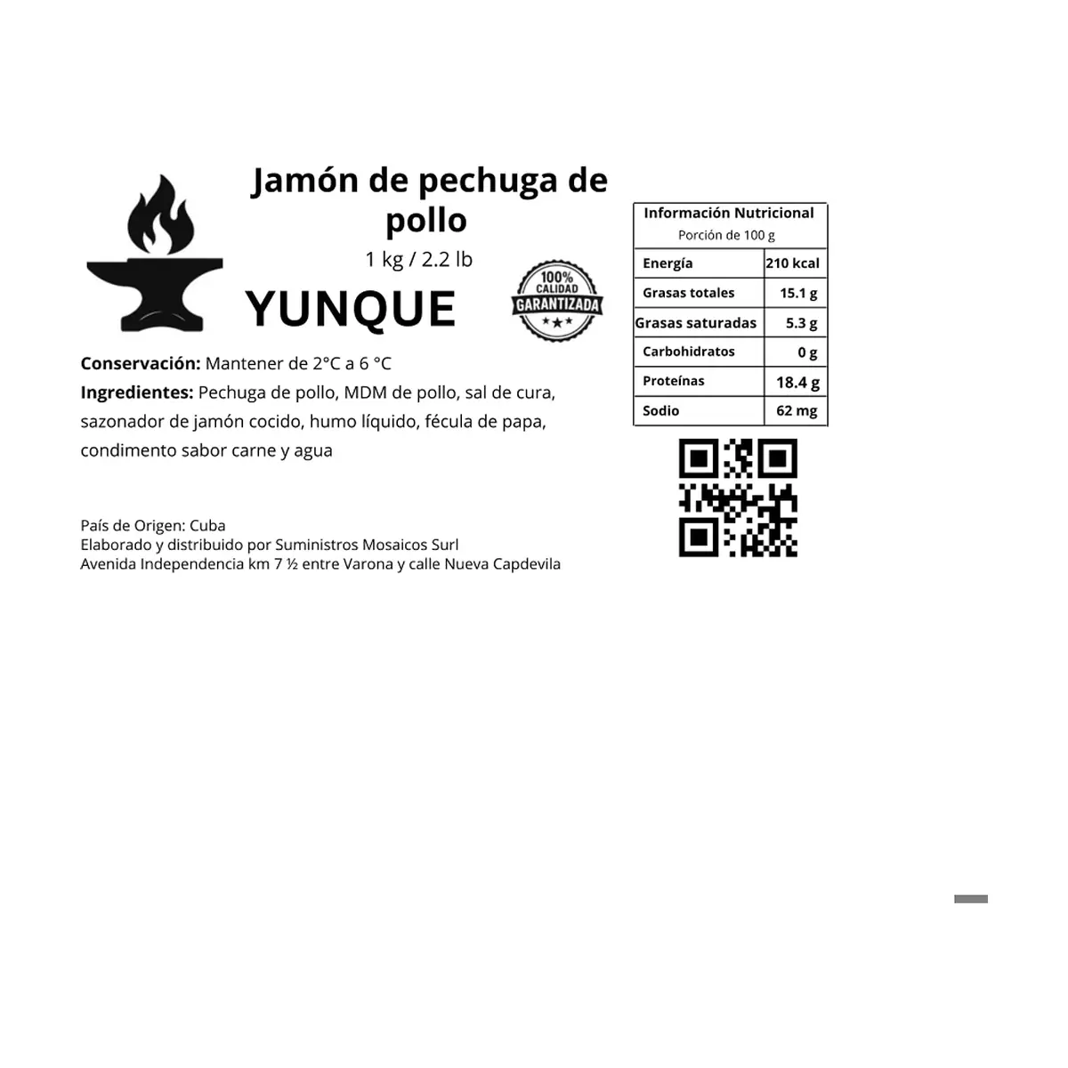 Jamón de pechuga de pollo Yunque (1 kg / 2.2 lb) - Thumbnail 3