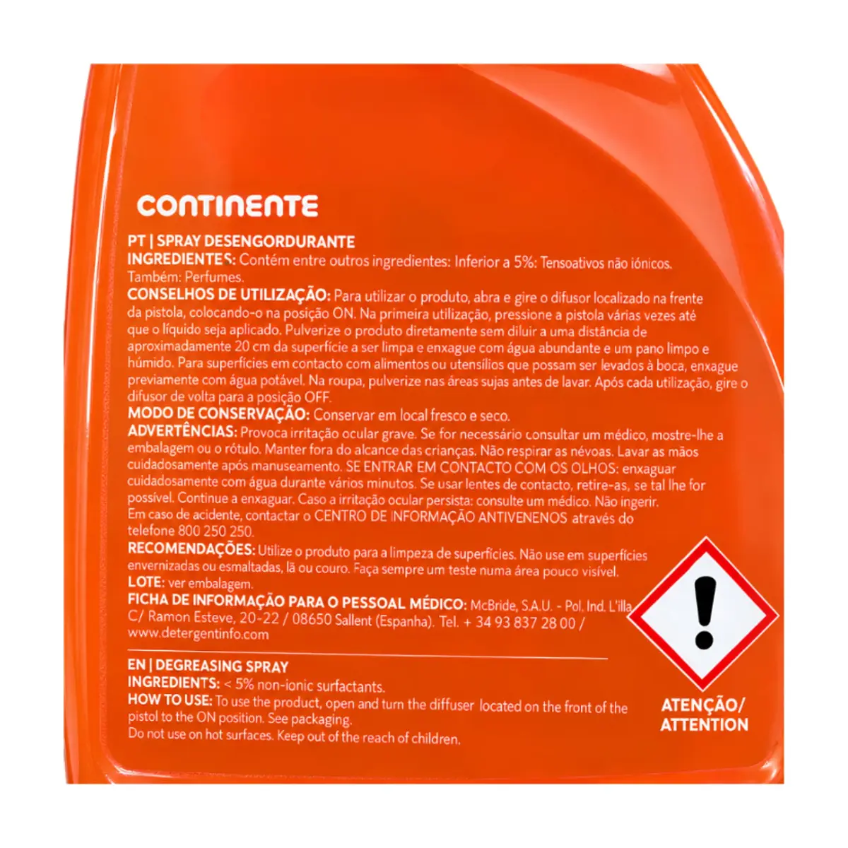 Spray desengrasante Power+ Continente (750 ml / 25.36 floz) - Thumbnail 4