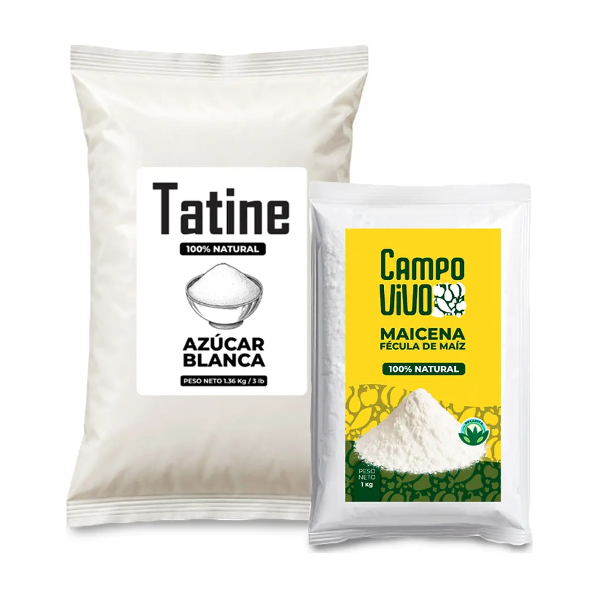 Combo básico de cocina #23: Maicena Campo Vivo + Azúcar blanca Tatine