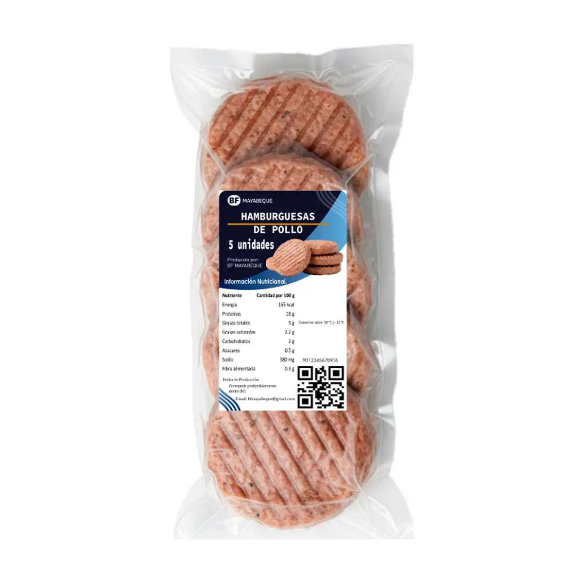 Hamburguesas de pollo original BF Mayabeque (5 x 80 g / 2.82 oz)