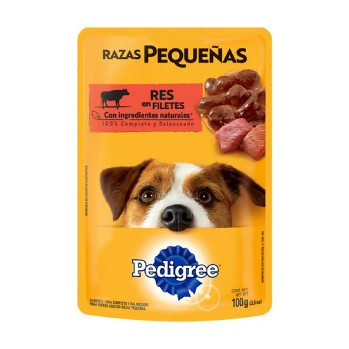 Alimento sabor res para perros de razas pequeñas Pedigree (100 g / 3.52 oz)