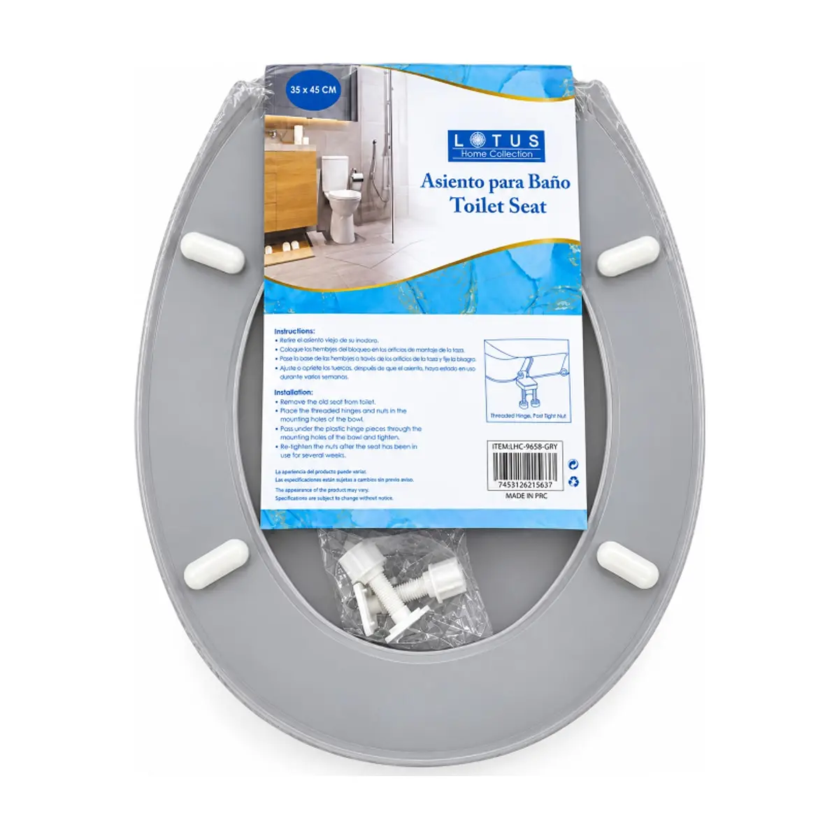 Asiento gris para baño Lotus (1 U) - Miniatura 3
