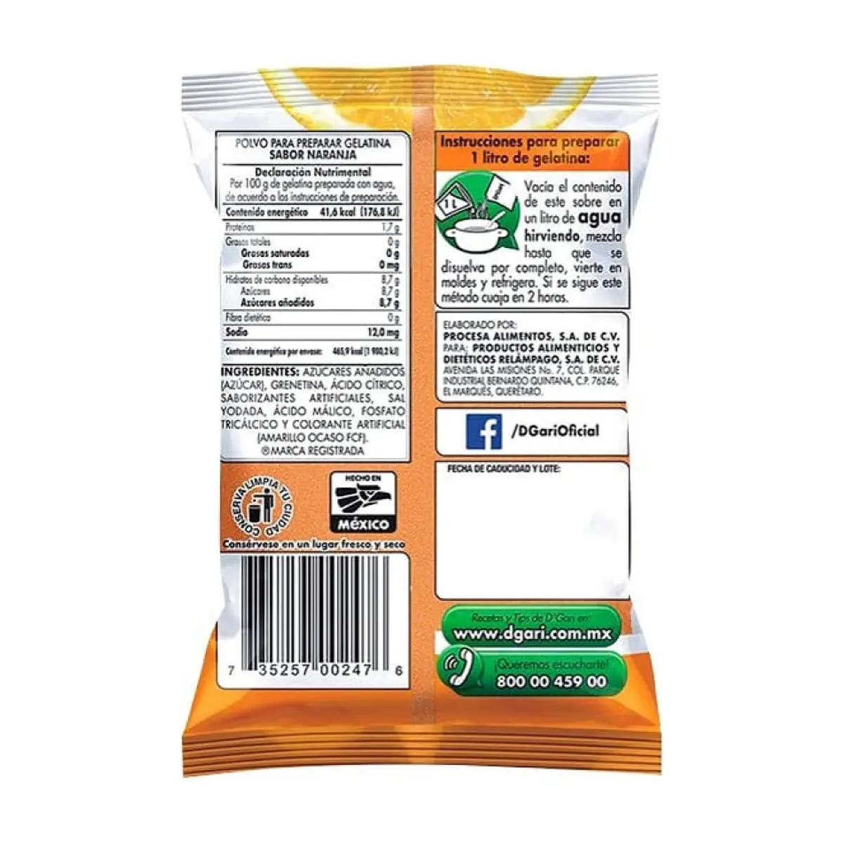 Gelatina sabor naranja D'Gari (120 g / 4.2 oz) - Thumbnail 3