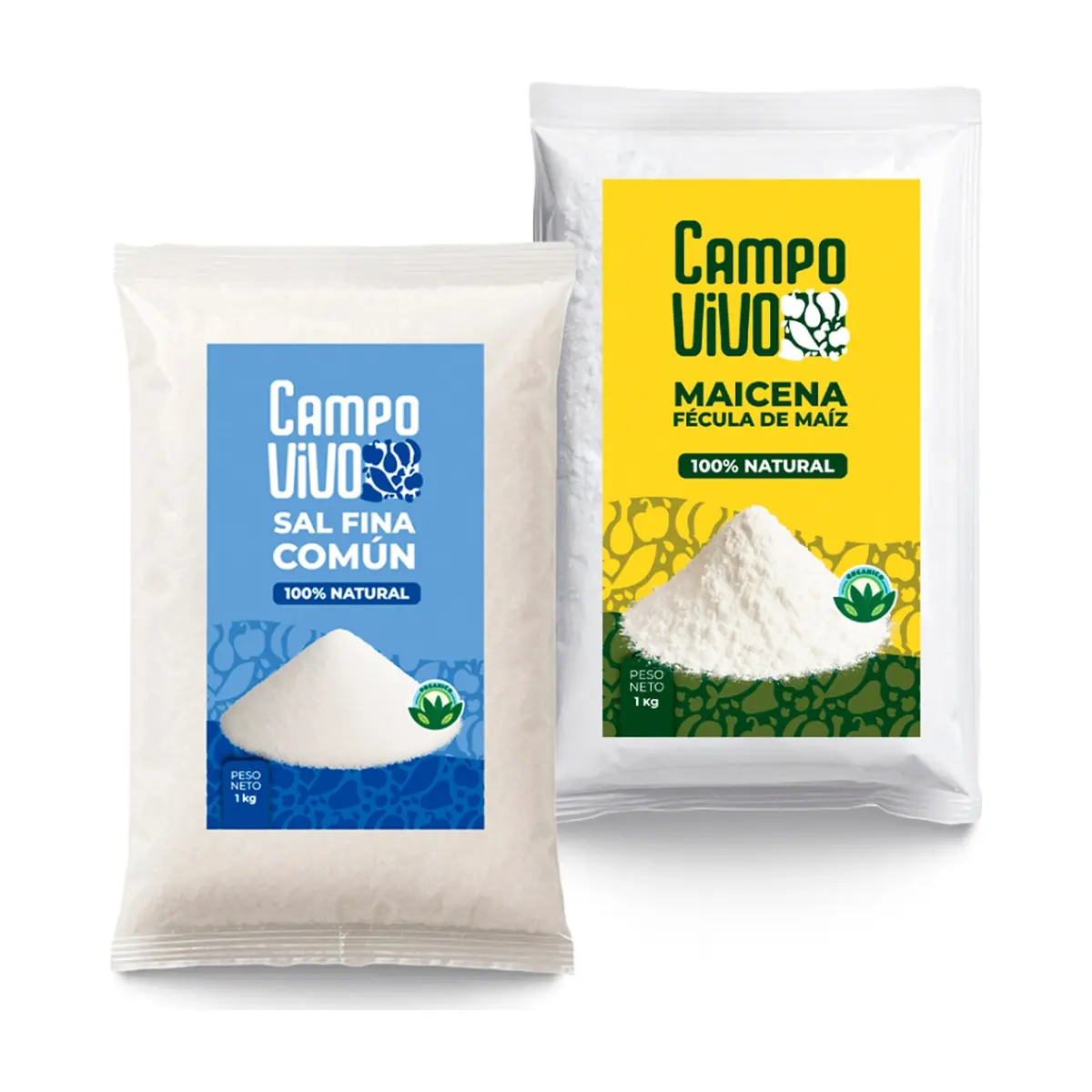 Combo de grano y sazón Campo Vivo #4: Sal fina común + Maicena