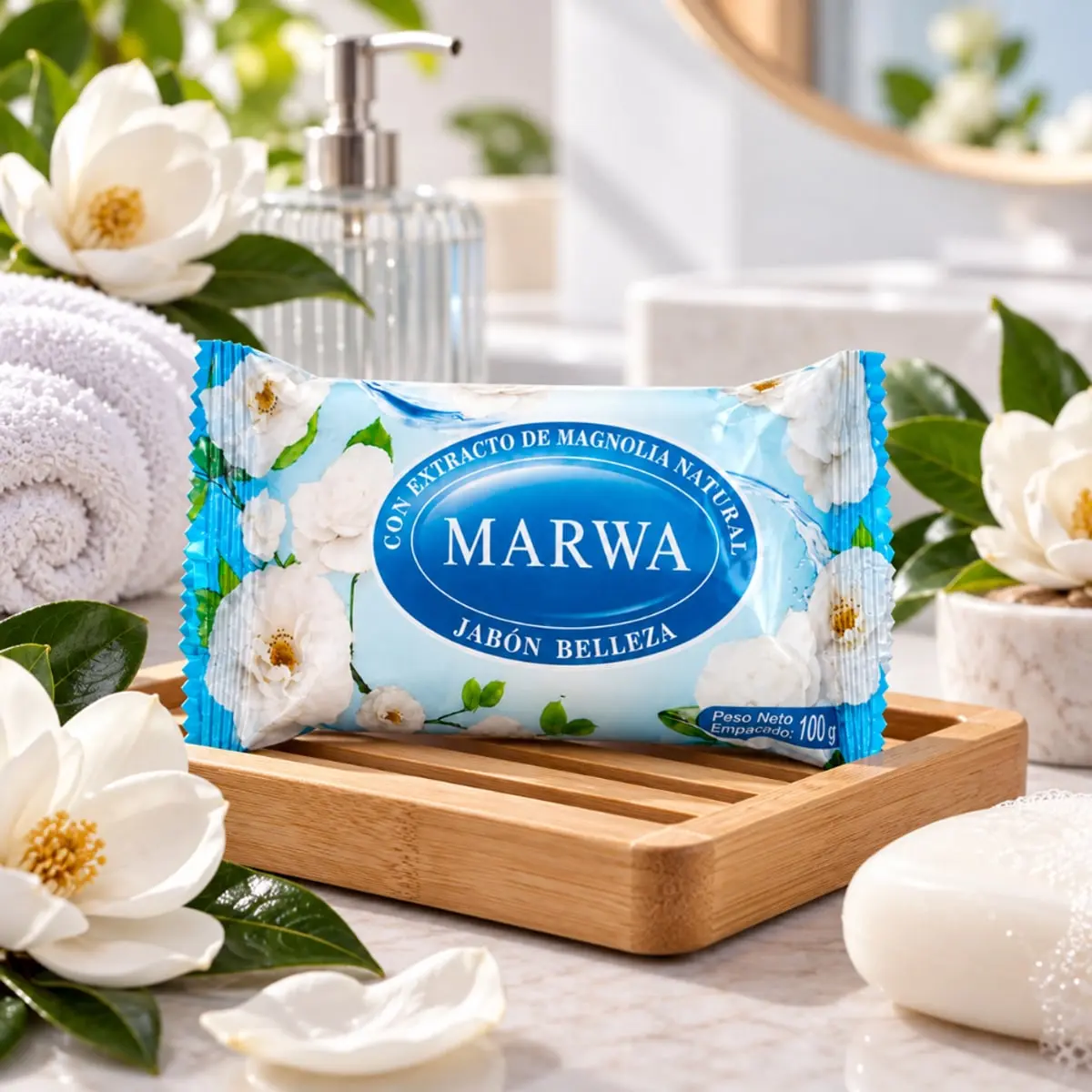 Jabón de belleza con extracto de magnolia Marwa (100 g / 3.52 oz) - Thumbnail 4