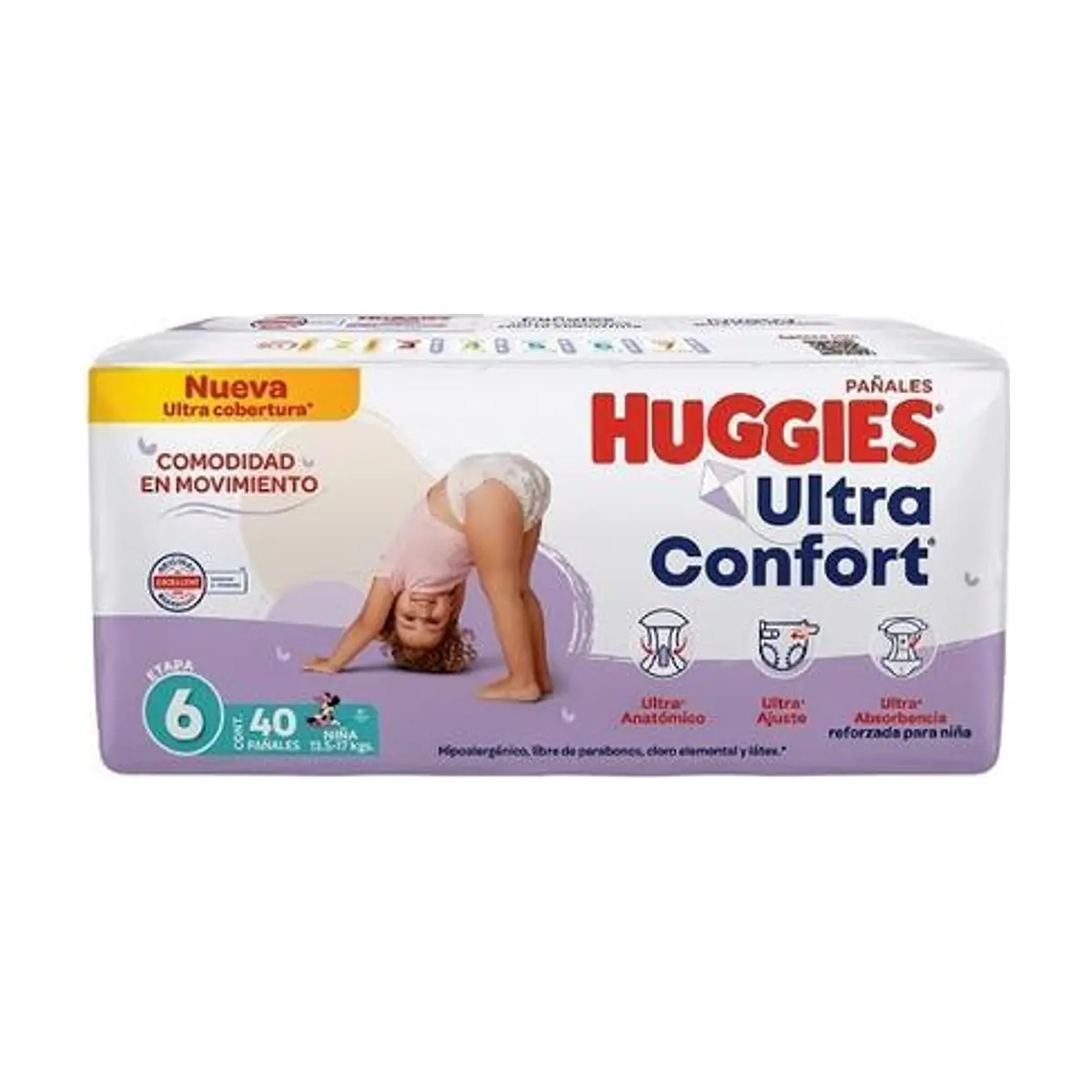 Pañales Desechables Etapa 6 Niña (40 piezas) HUGGIES