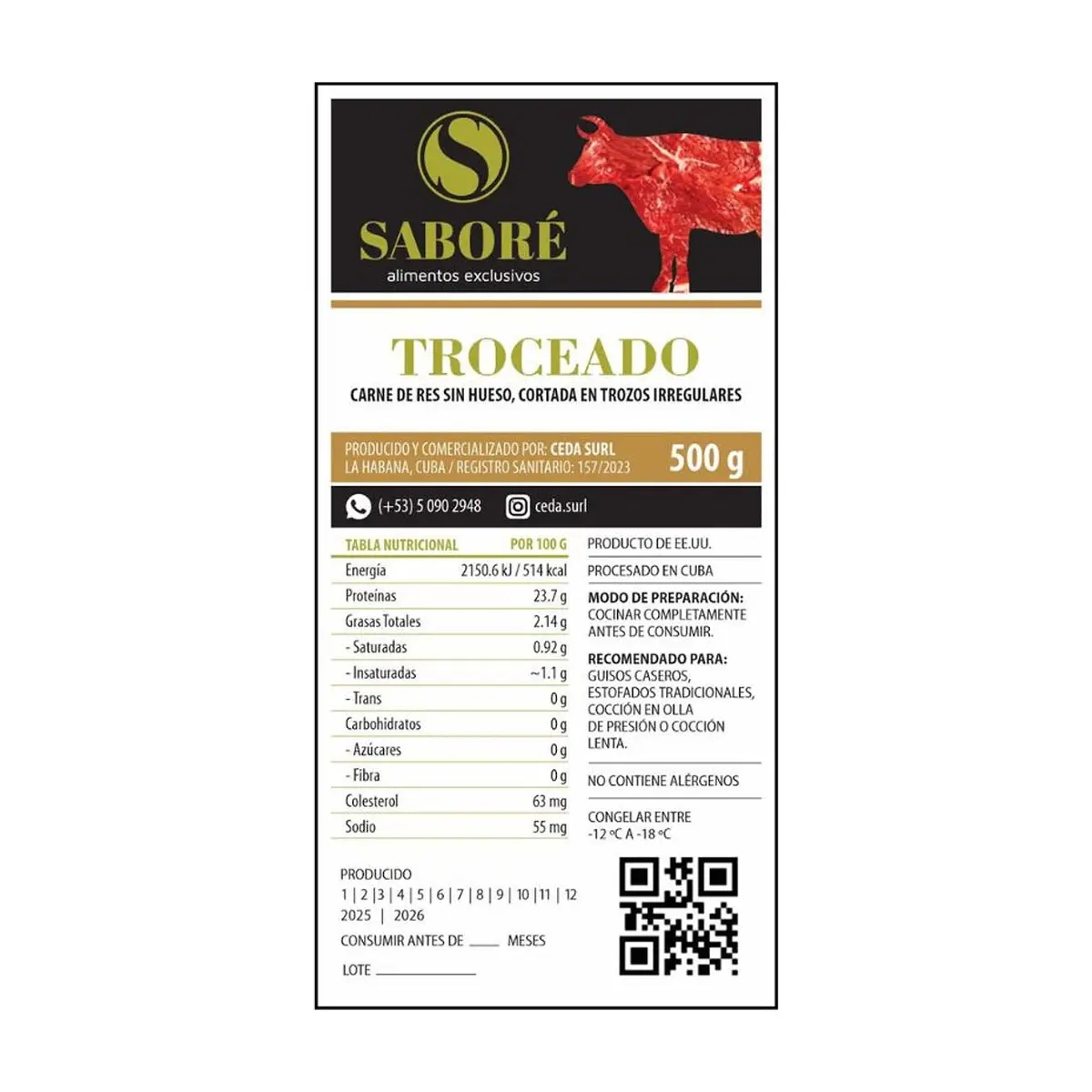 Carne de res de segunda troceada Saboré (500 g / 1.10 lb) - Thumbnail 3