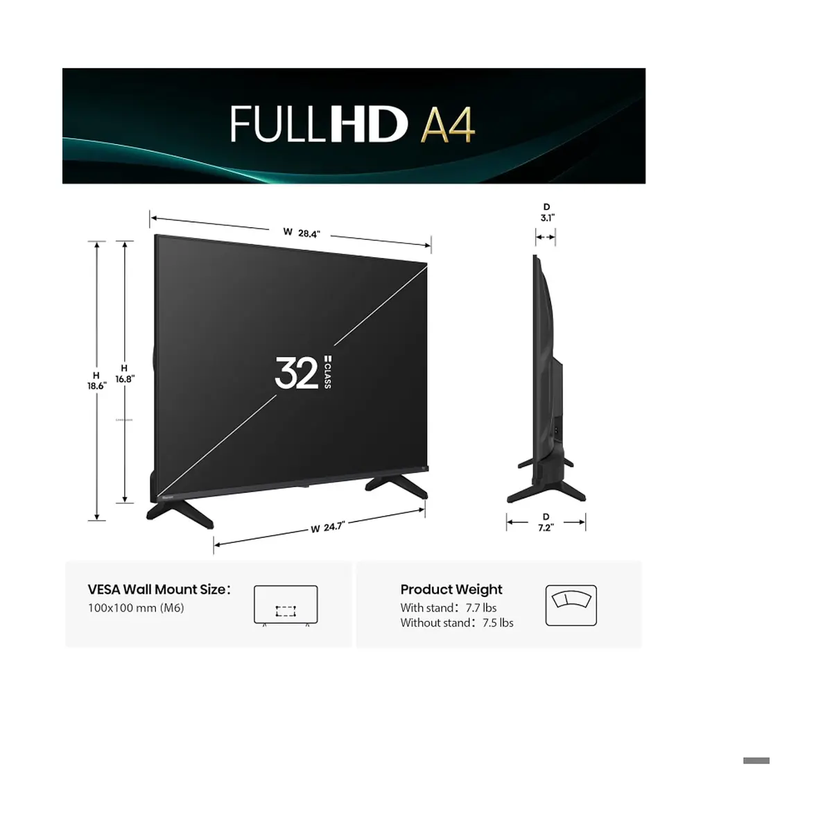 Televisor smart de 32" color negro Fire TV HD Hisense 32A4NF - Thumbnail 4