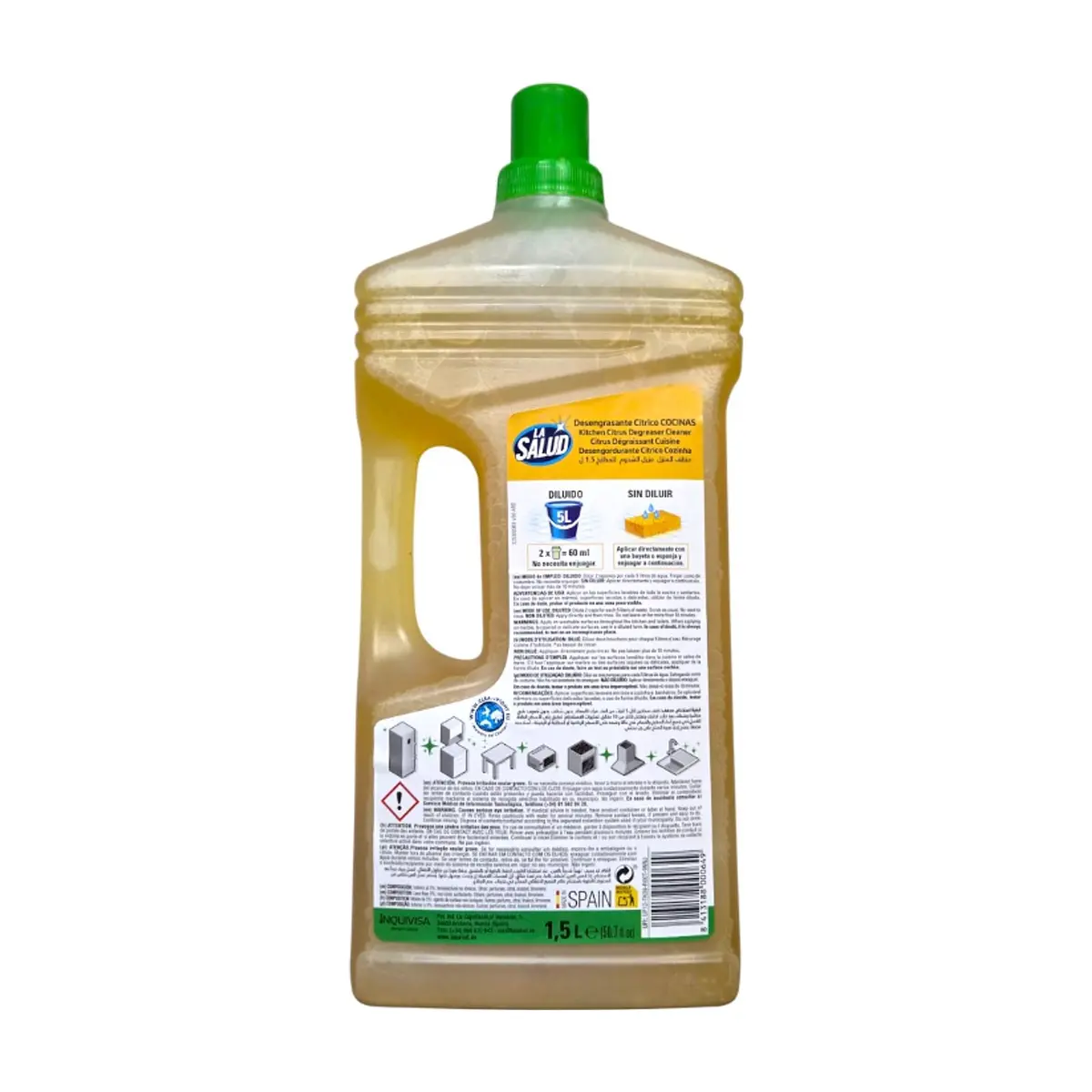 Desengrasante cítrico cocinas con amoníaco y aroma a limón La Salud (1.5 L / 50.7 fl.oz.) - Thumbnail 2