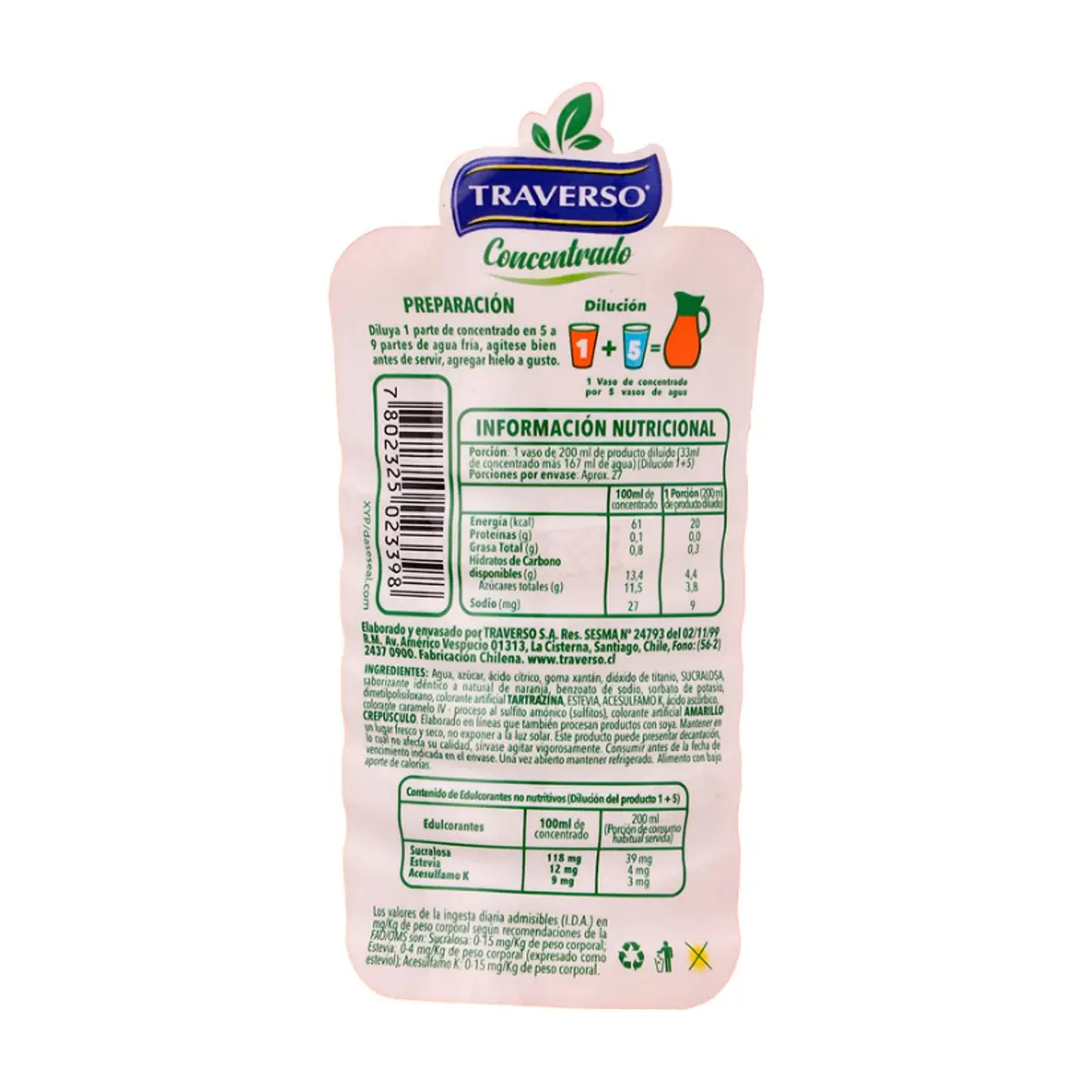 Jugo concentrado sabor naranja Traverso (3 x 900 ml) - Thumbnail 3