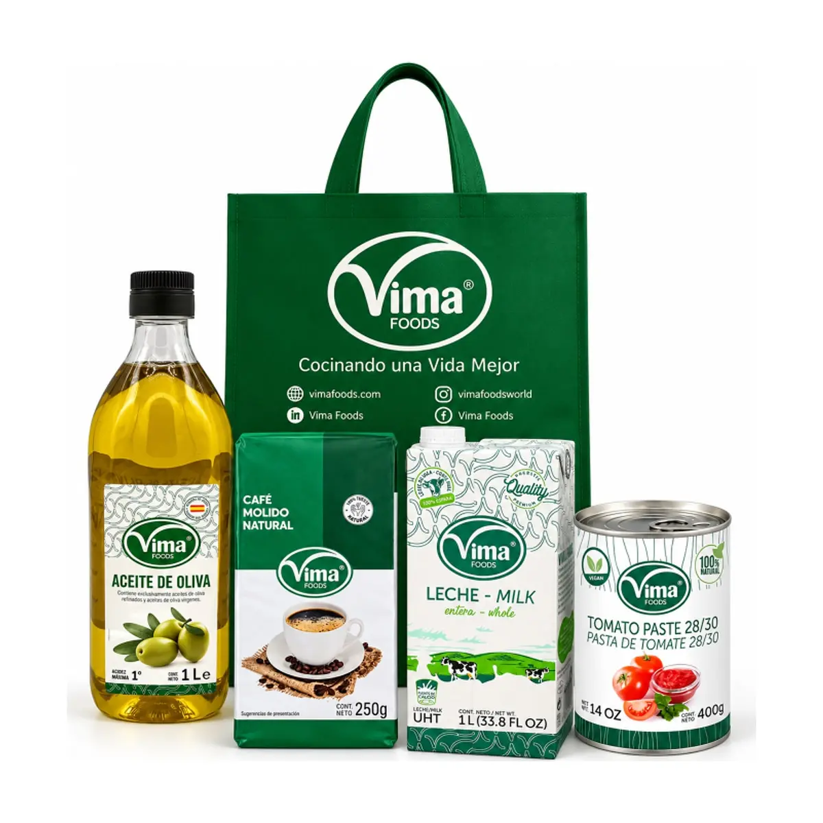 Bolsa vima + Aceite de oliva + Cafe molido + Leche entera + Pasta de tomate - Imagen 1