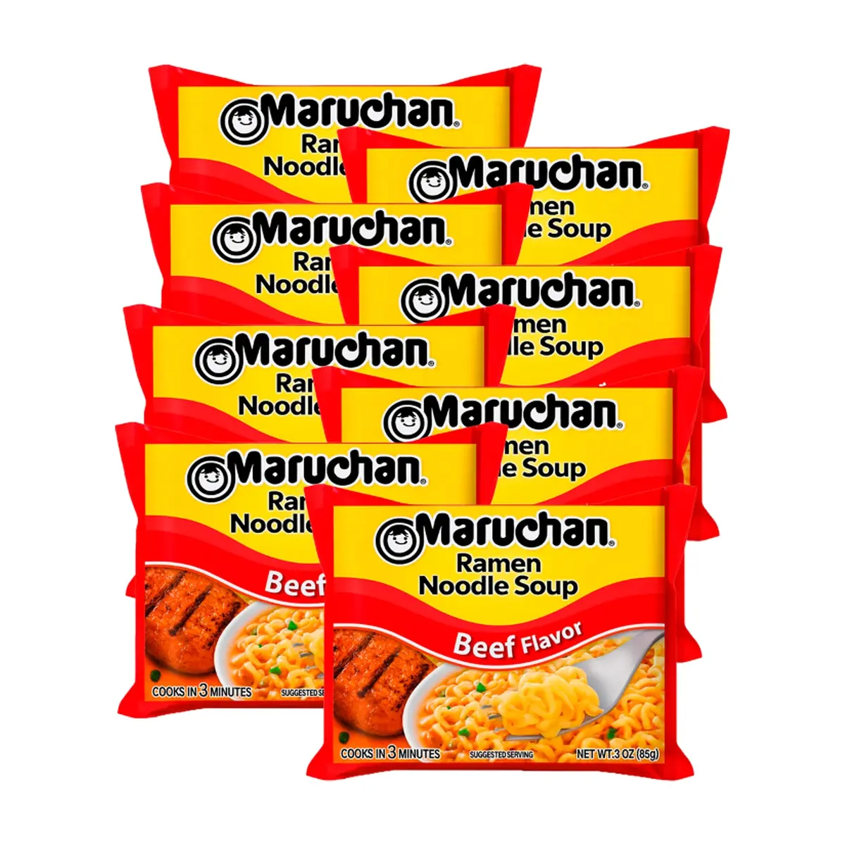 Sopa instantánea de fideos sabor carne de res Maruchan (8 x 85 g / 2.99 oz)