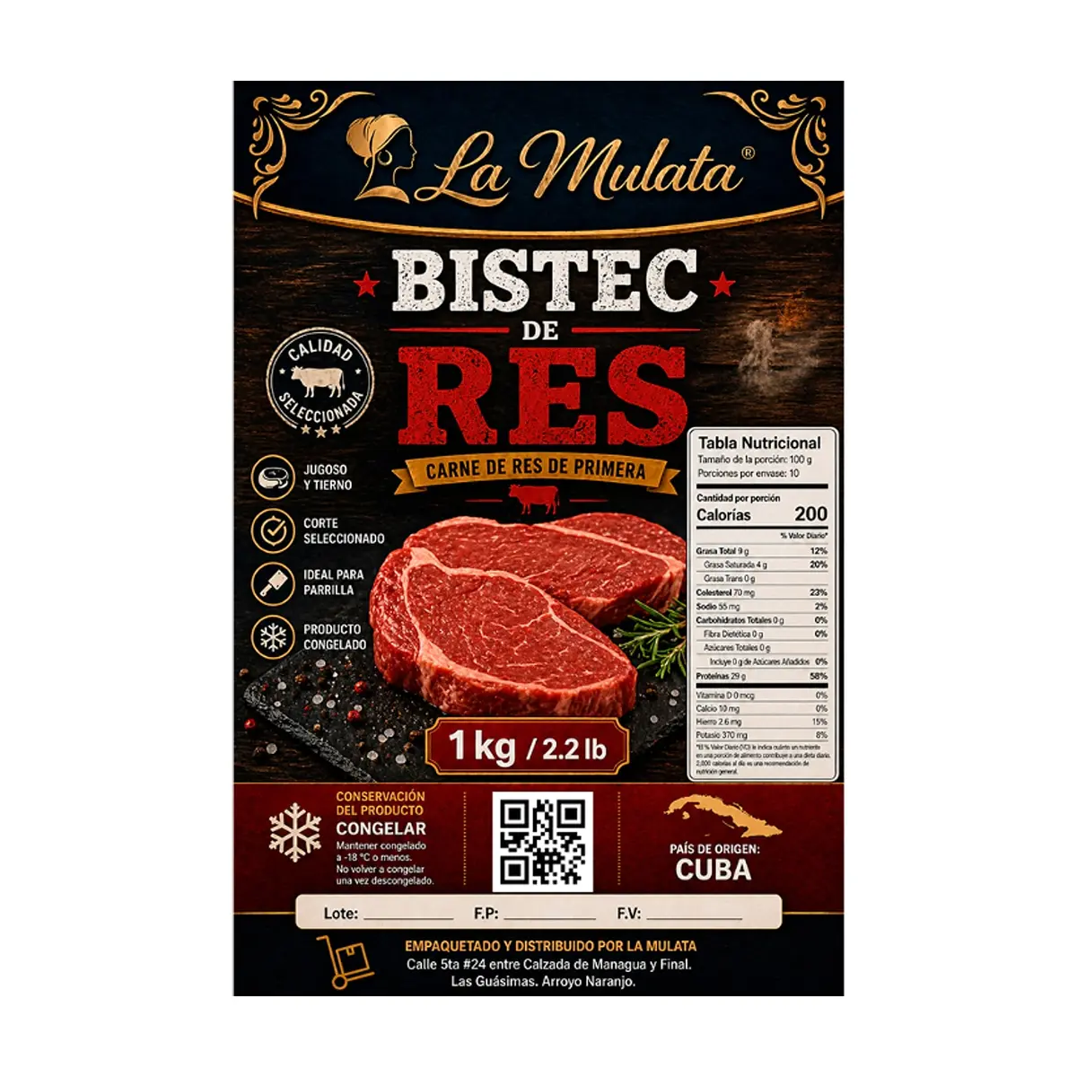 Bistec de res La Mulata (1 kg / 2.2 lb) - Miniatura 2