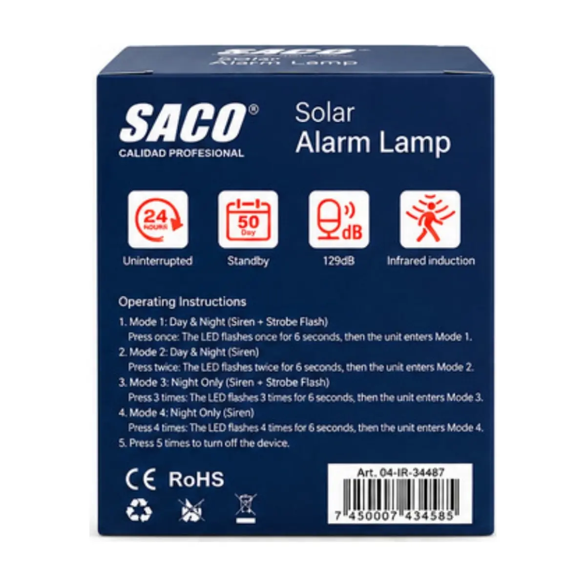 Alarma solar de luz y sonido con sensor de movimiento Saco - Miniatura 3