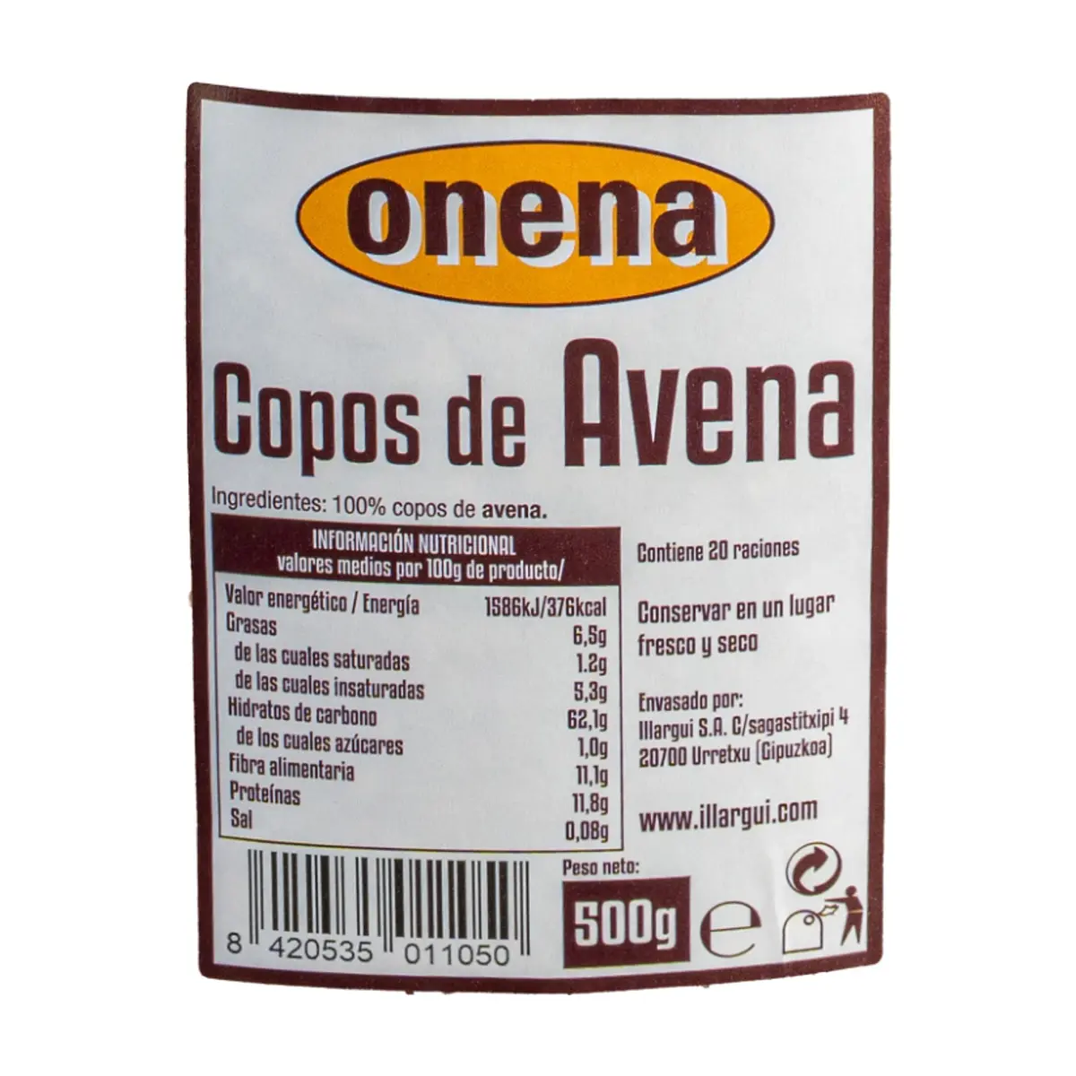 Copos de avena Onena (500 g / 1.1 lb) - Miniatura 2
