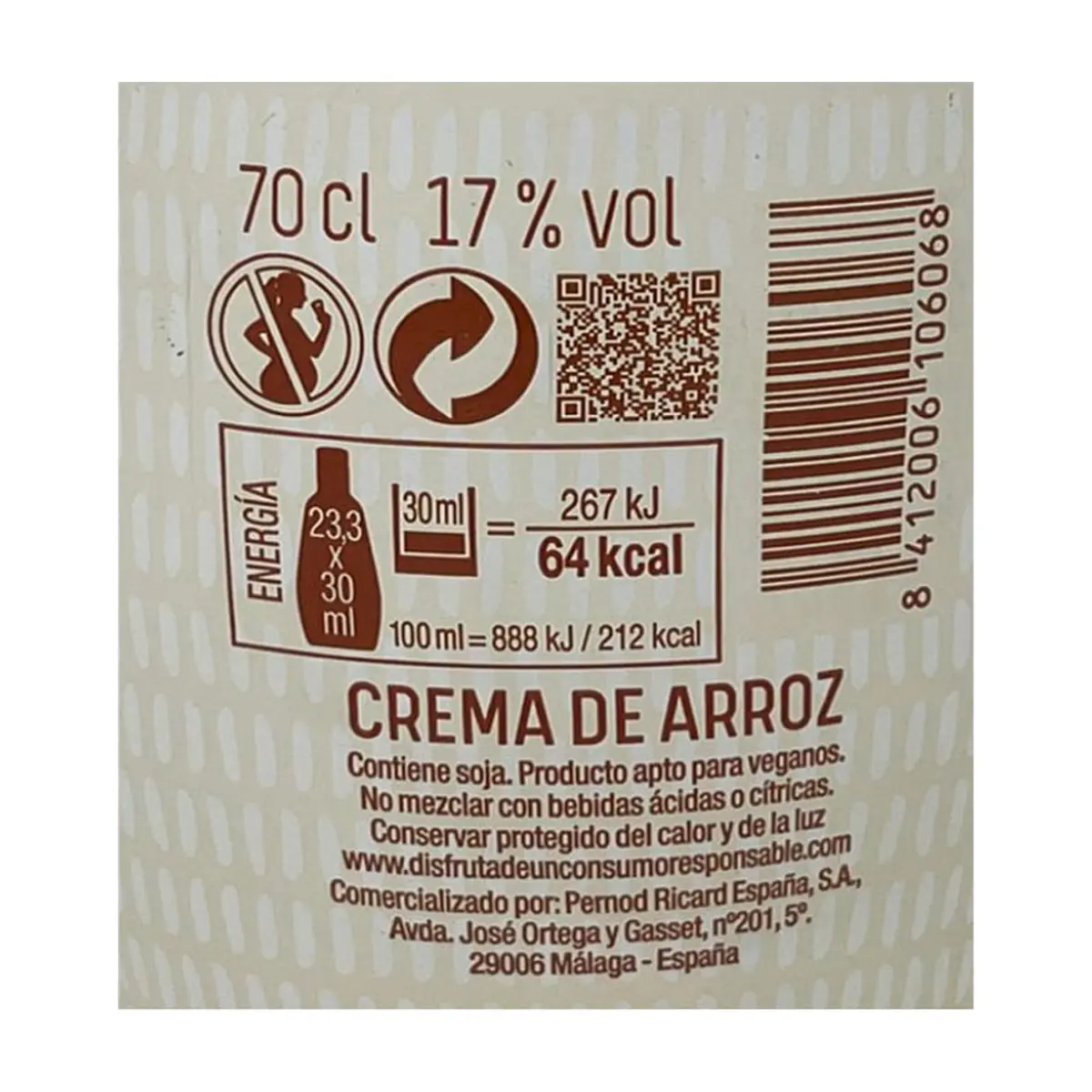 Crema de arroz 17 % vol Ruavieja (700 ml) - Thumbnail 3