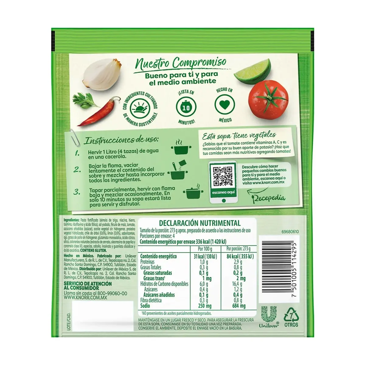 Sopa de fideos con chile y limón Knorr (95 g / 3.35 oz) - Miniatura 2