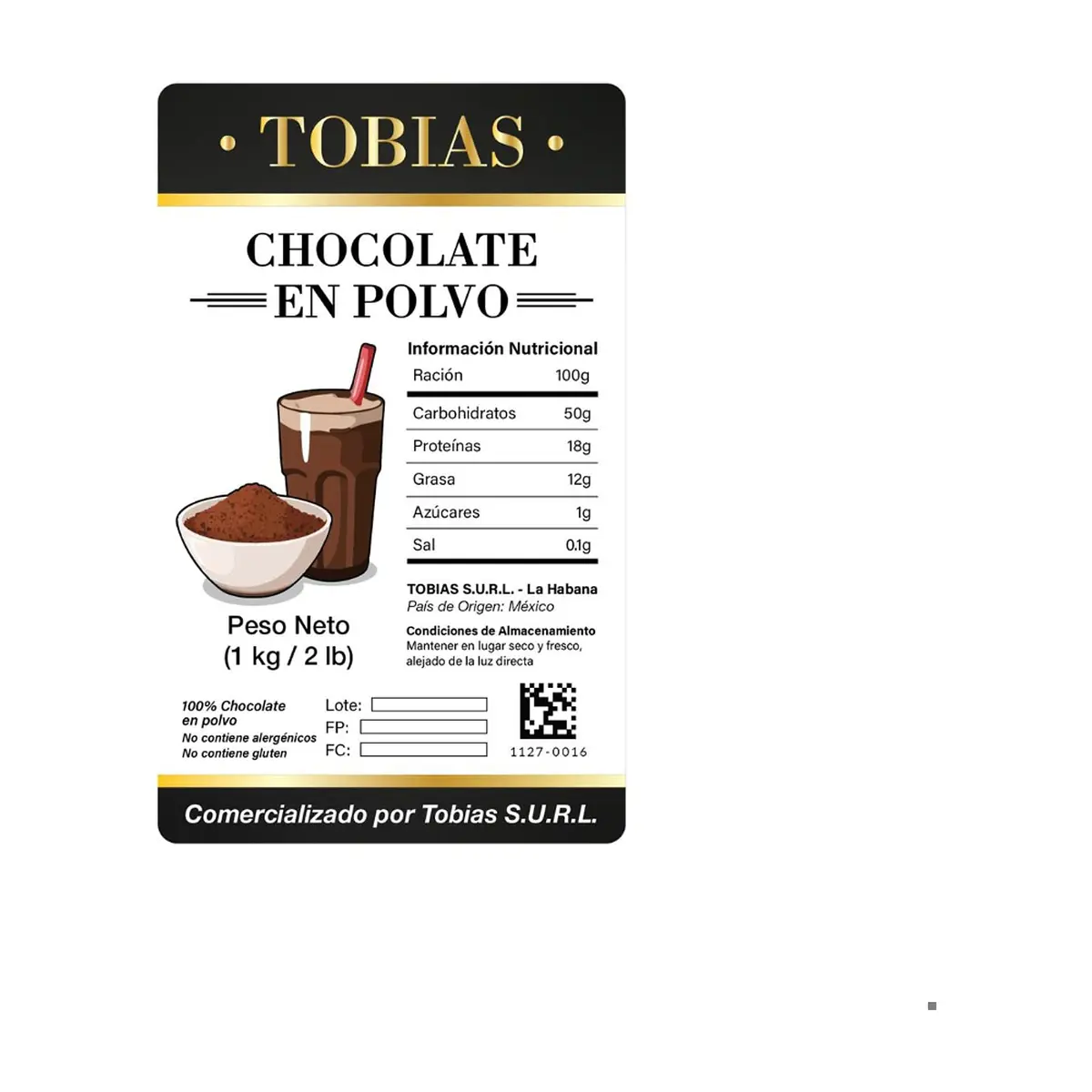 Chocolate en polvo Tobías (454 g / 1 lb) - Miniatura 3