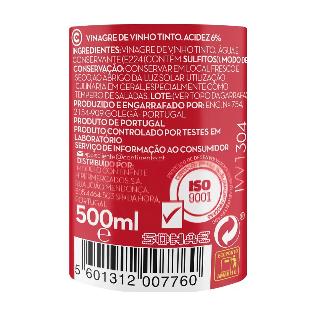 Vinagre de vino tinto Continente (500 ml / 16.90 floz) - Thumbnail 3
