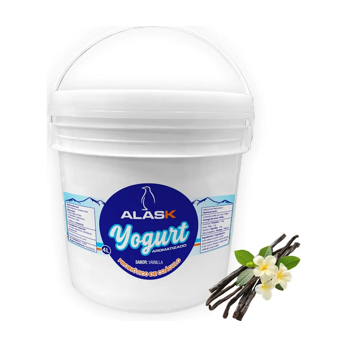 Yogurt probiótico de coágulo sabor vainilla Alask (4 L)