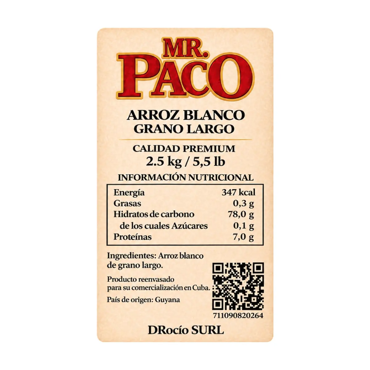 Arroz blanco grano largo Mr. Paco (2.5 kg / 5.5 lb) - Thumbnail 3