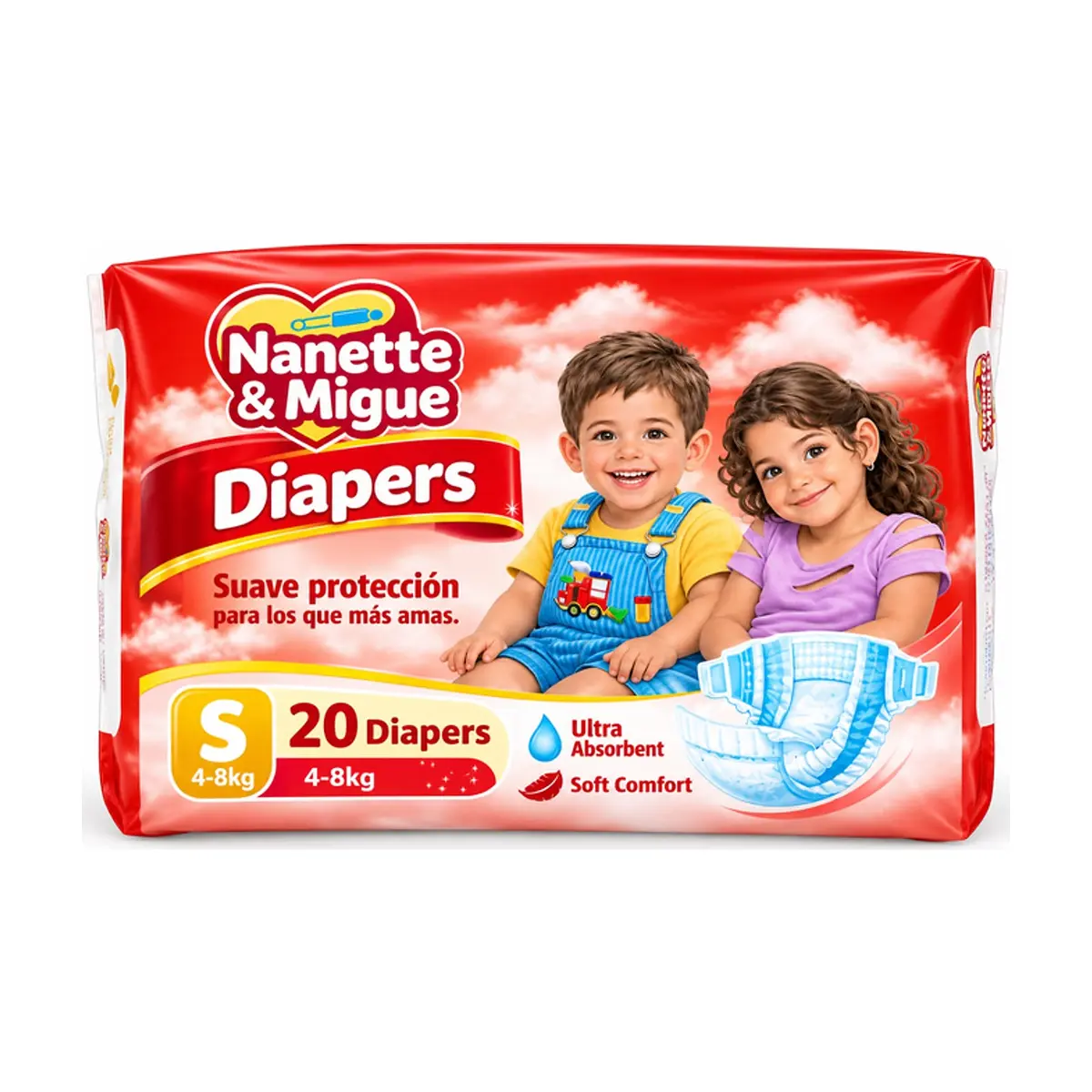 Pañales desechables para bebé talla S Nanette & Migue (20 U)