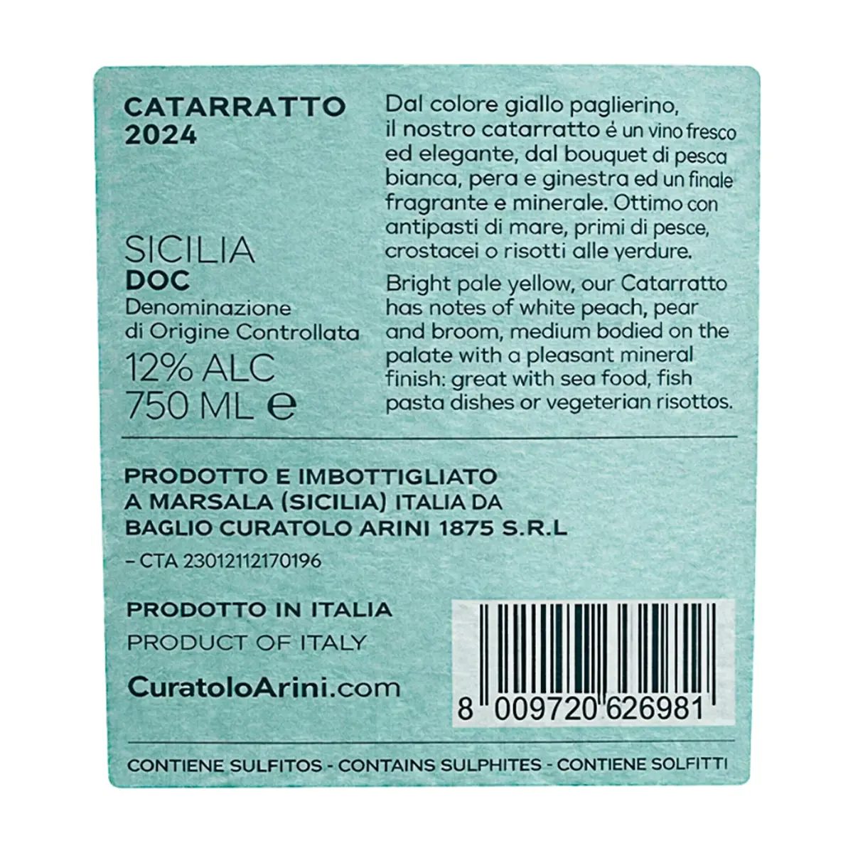 Vino Blanco Sicilia Catarratto 2024 Curatolo Arini (750 ml) - Thumbnail 3