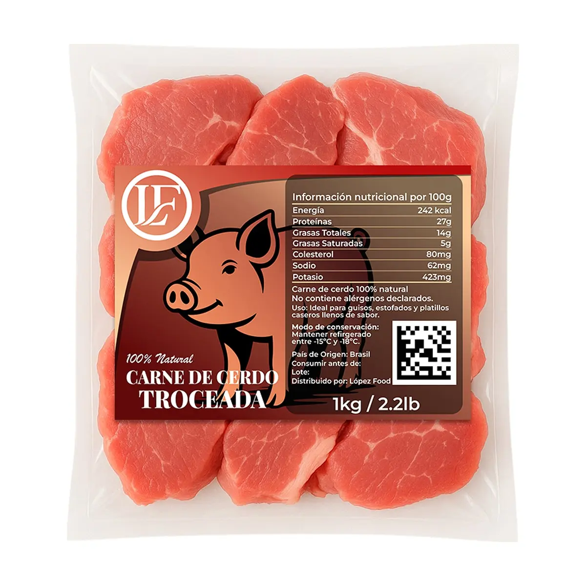 Carne de cerdo troceada LF (1 kg / 2.2 lb)