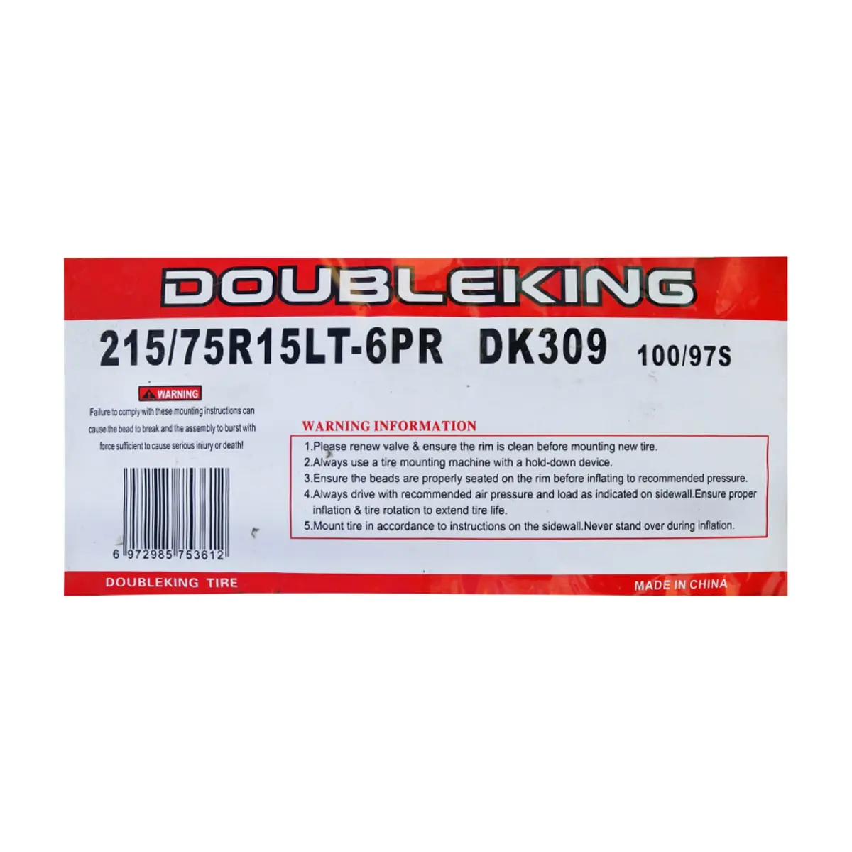 Neumático -goma- para carro 215/75R15LT Double King DK309 - Miniatura 3