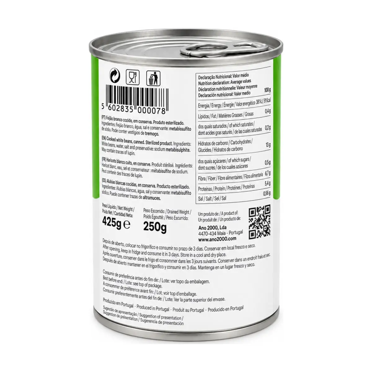 Frijoles blancos cocidos Tom Food (12 x 425 g / 15 oz) - Thumbnail 3