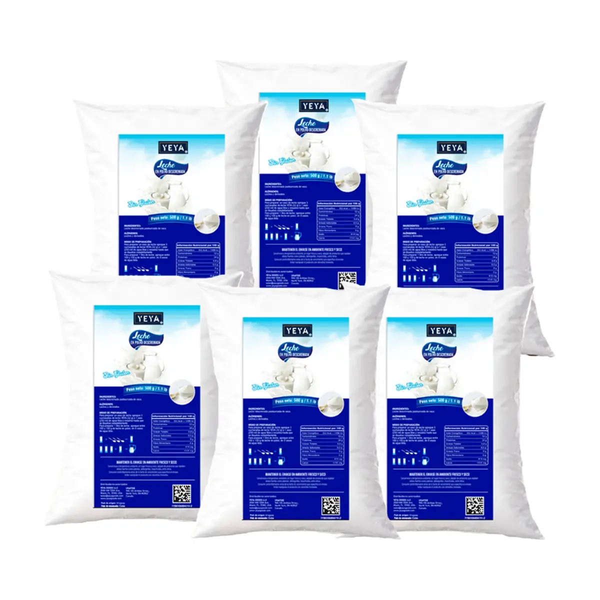 Leche en polvo descremada YEYA ( 6 x 500 g / 1.1 lb )